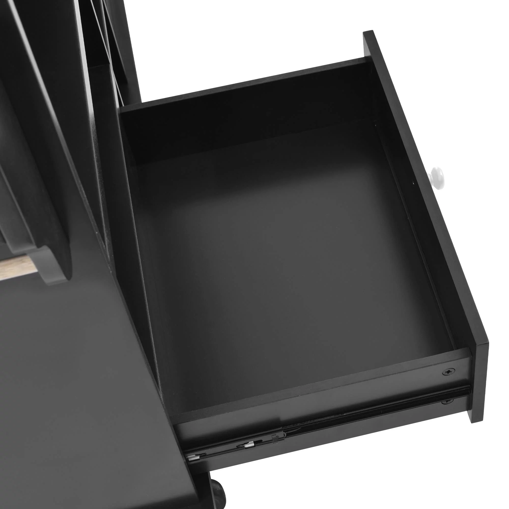 Kitchen Island on Wheels with Two Locking Wheels, Rolling Kitchen Island with Solid wood desktop, Kitchen Island Cart with Microwave Cabinet, 2 Drawers, Shelves, Spice Rack, Towel Rack （Black）