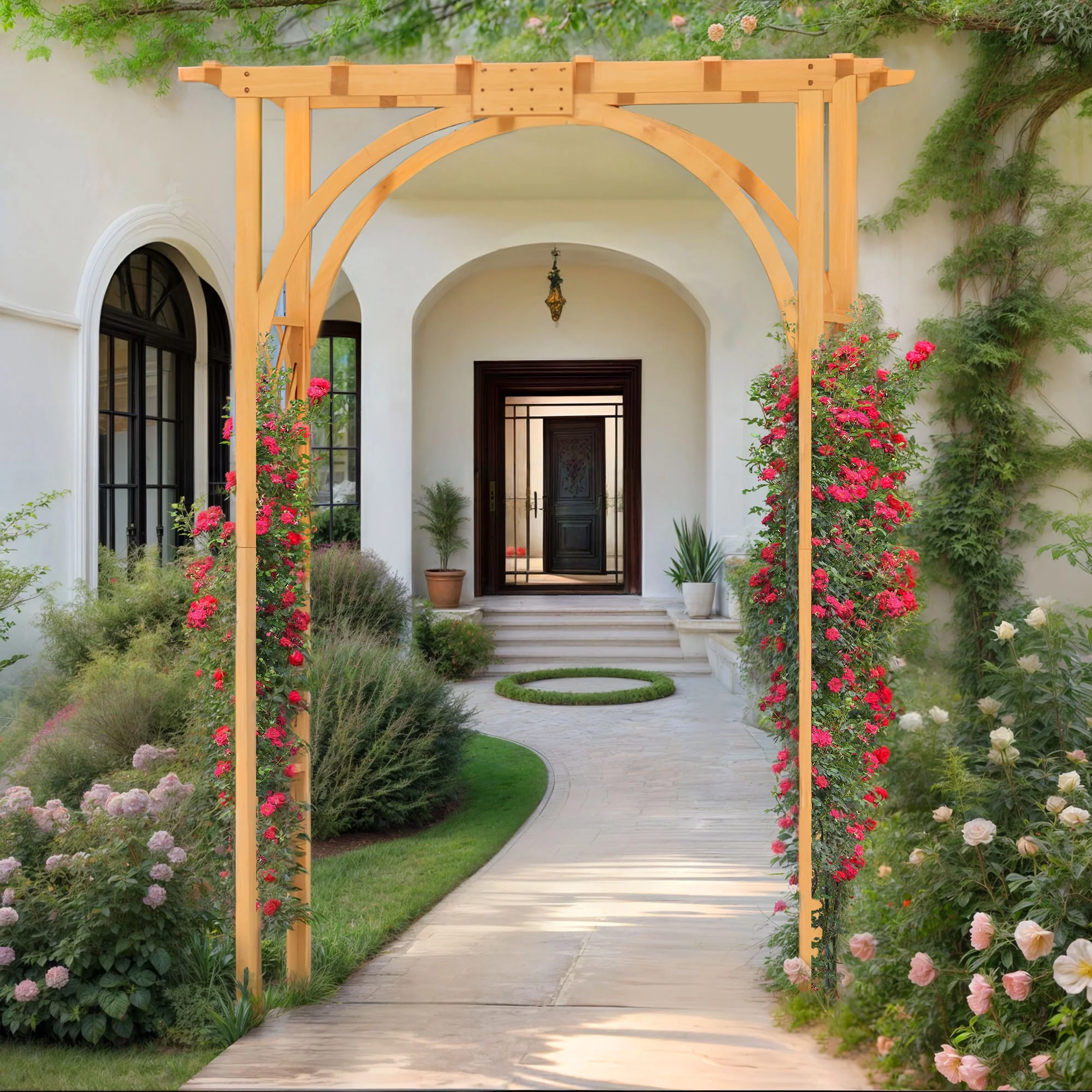 ModFusion Garden Wooden Trellis Arch, Outdoor Supplies for Weddings, Parties, 63