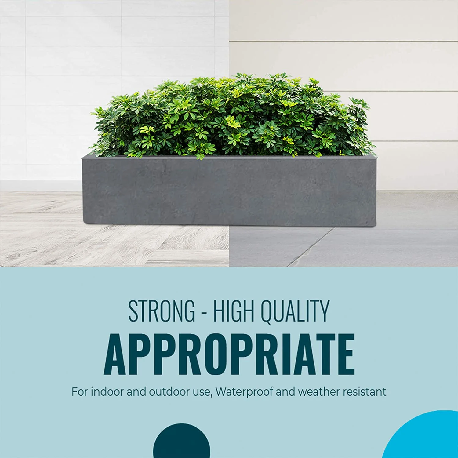 Cement Gray Rectangular Planter Box For Outdoor Plants -  Long Rectangle Modern Outdoor Flower – 8”H X 8”W X 31.5”L