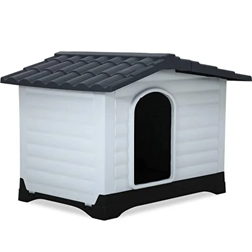 Dog House, Indoor Outdoor Dog Houses Plastic Waterproof Ventilate for Small Medium Dogs, All Weather Dog House with Air Vents and Elevated Floor, 26 Inch High