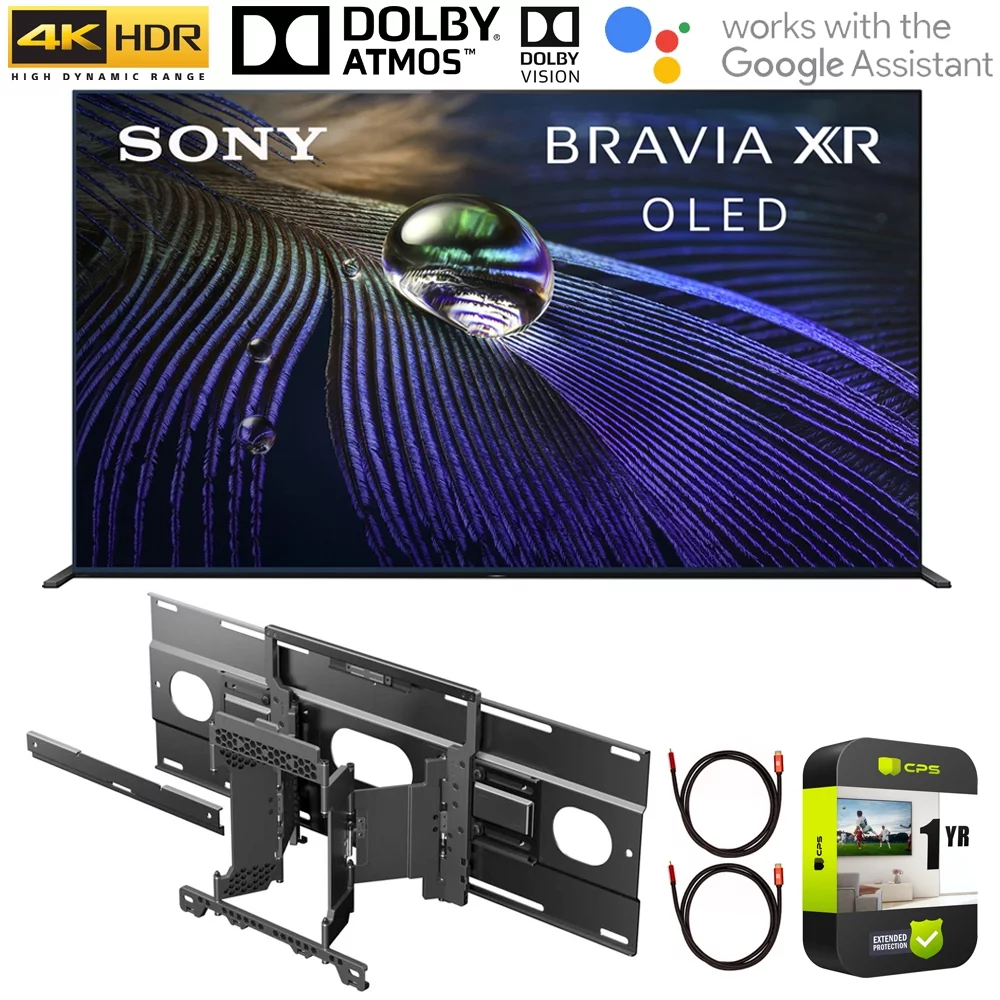 Sony XR65A90J 65 Inch OLED 4K HDR Ultra Smart TV (2021 Model) Bundle with Sony SU-WL855 Ultra Slim Wall-Mount Bracket and 1 Year Extended Protection Plan