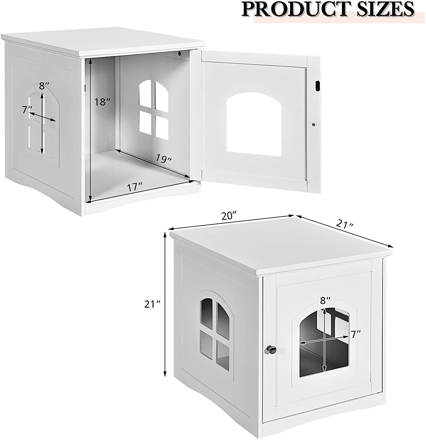 PETSITE Cat Litter Box Enclosure, Hidden Litter Box Furniture, Wooden Kitty Washroom Storage Cabinet, Enclosed Cat House Side Table Nightstand