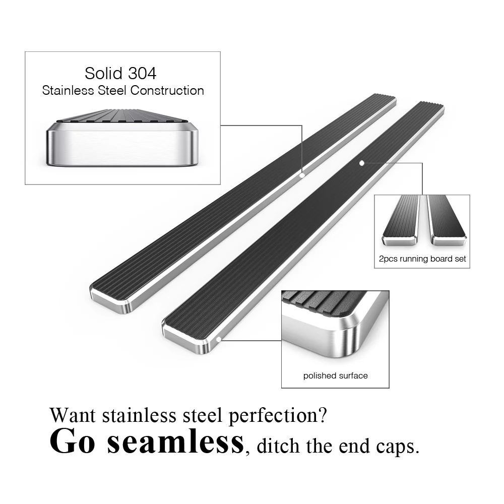APS iBoard Running Boards 6 inches Compatible with Chevy Silverado GMC Sierra 1500 2500 1999-2013 Double Cab & 2500HD 3500 2001-2014 (Exclude CK Classic) Stainless Steel (Nerf Bars Side Steps Bars)