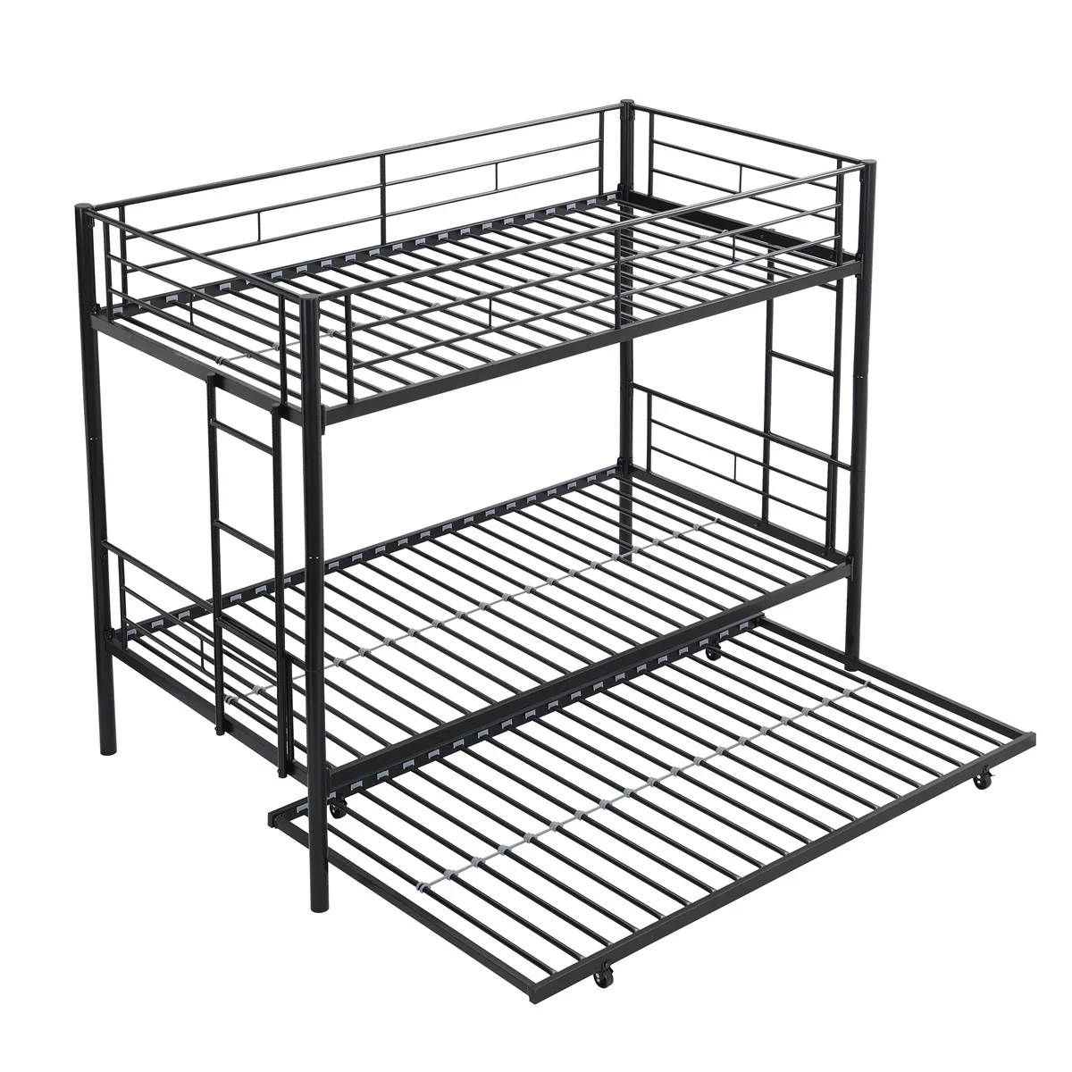 Twin-Over-Full Metal Bunk Bed with Ladder and Guardrails, Easy Assembly, White