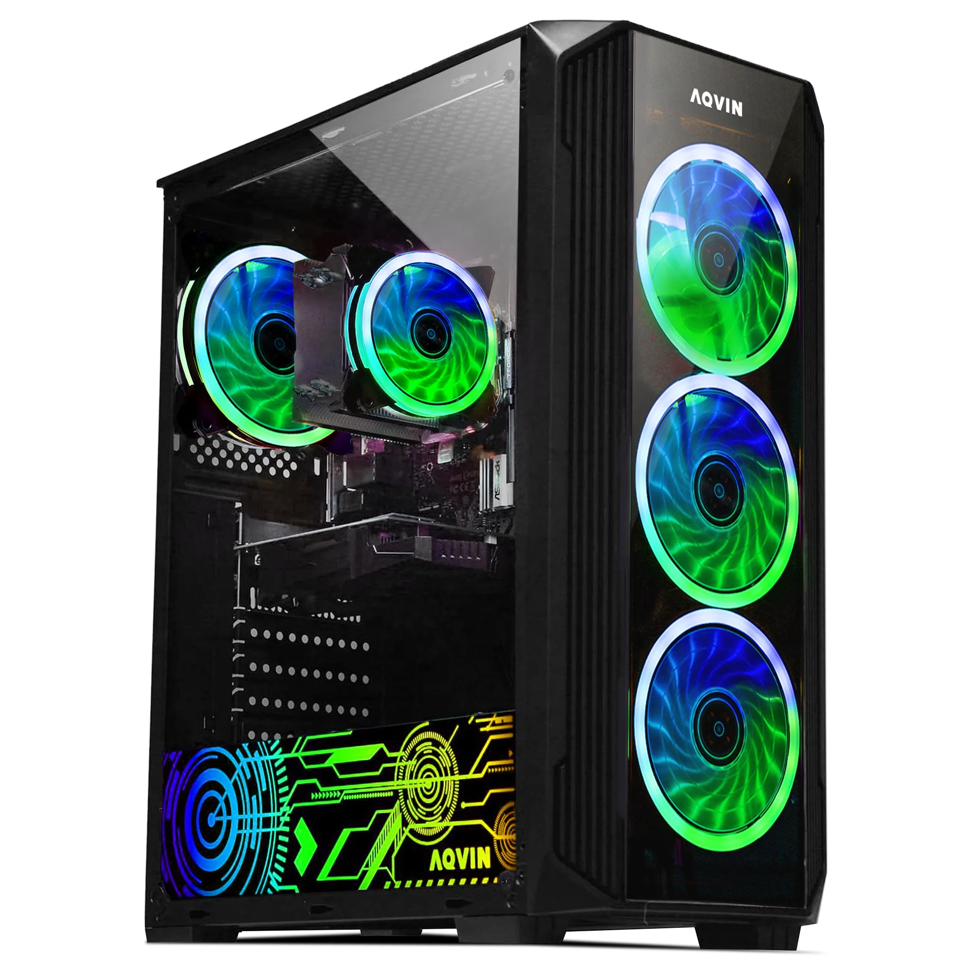 Gaming PC AQVIN ZForce Desktop Tower Computer - Intel Core i5 Processor up to 4.0GHz 32GB DDR4 RAM 1TB SSD GeForce RTX 4060 8GB GDDR6 WIFI Windows 11 Pro RGB Gaming Keyboard Mouse