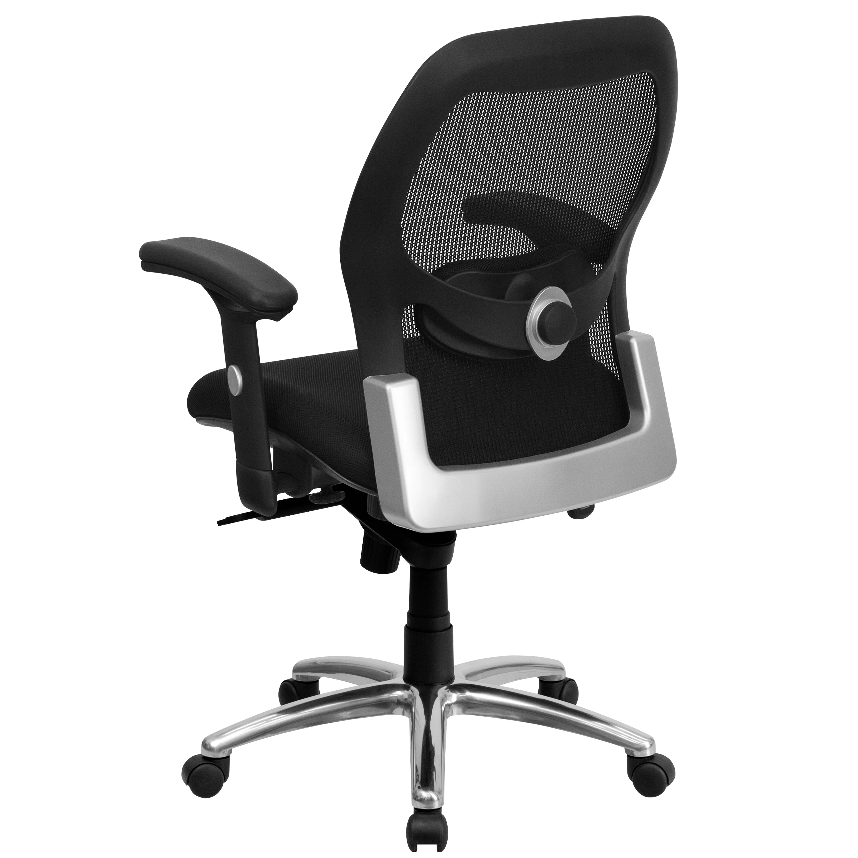 Emma + Oliver Mid-Back Black Mesh Executive Office Chair with Knee Tilt and Adjustable Lumbar & Arms