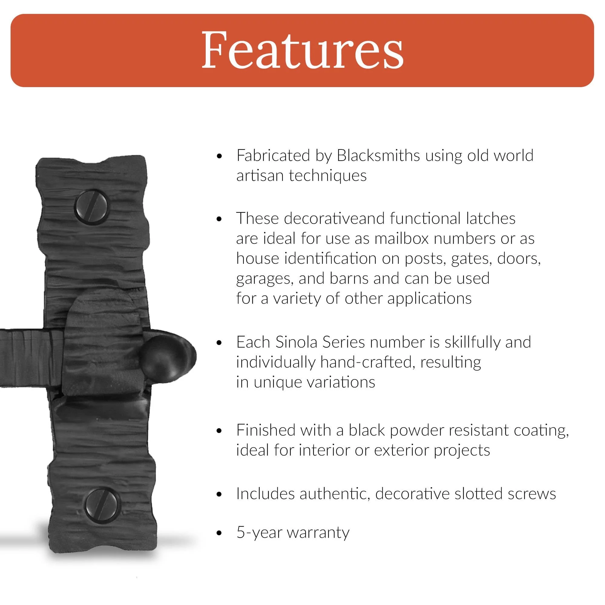 3.5 inch Decorative Bar Flip Latch- Black - Small Latch - Gate Hardware Wrought Iron Decorative Hardware Hook Latch Attic Door Latch - The Sinaloa Series by Borderland Rustic Hardware