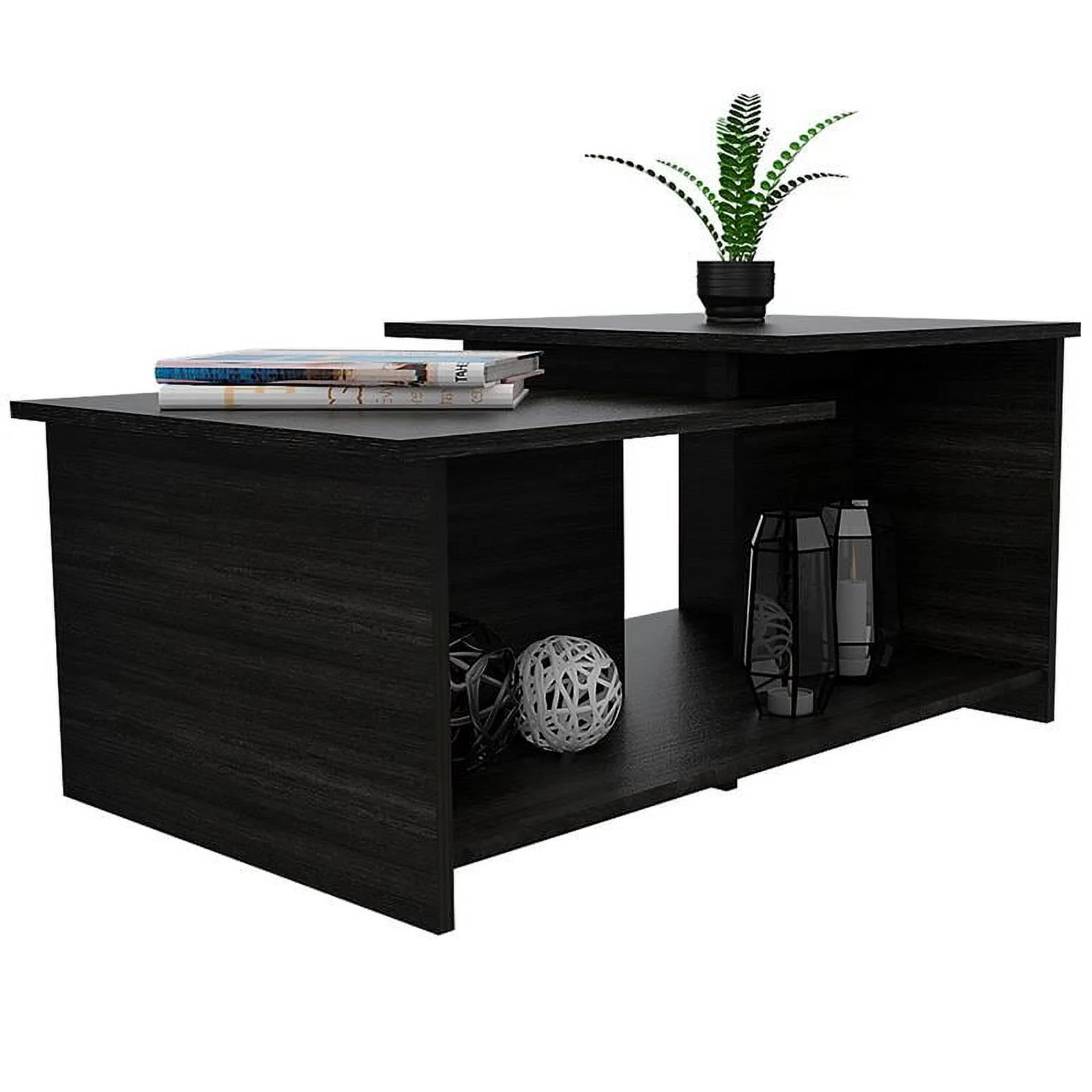 Home Square 2-Piece Set with Coffee Table and Bar Cart Cabinet