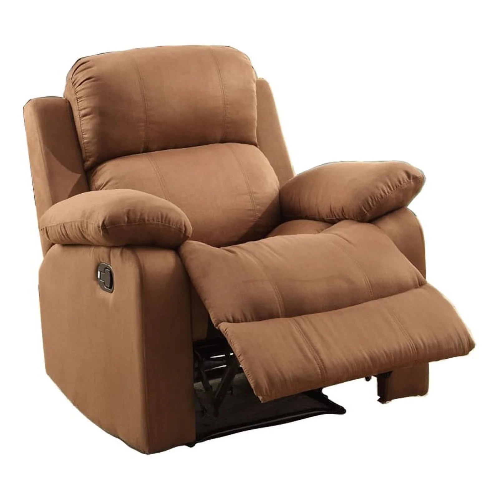 Bowery Hill Microfiber Recliner with Tufted Pillow Back in Brown