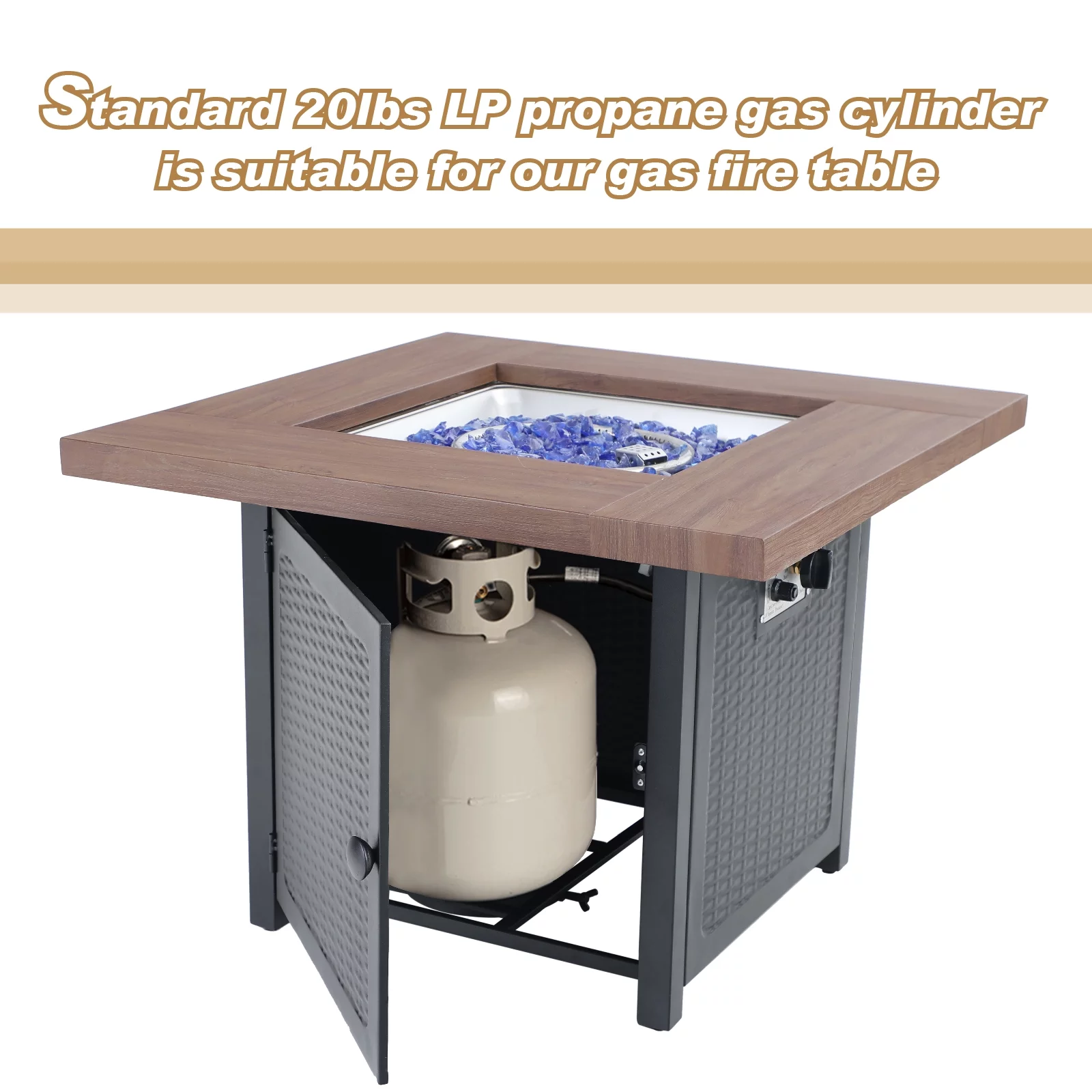 MF Studio 5 Pieces Patio Dinning Set with Gas Fire Pit Table