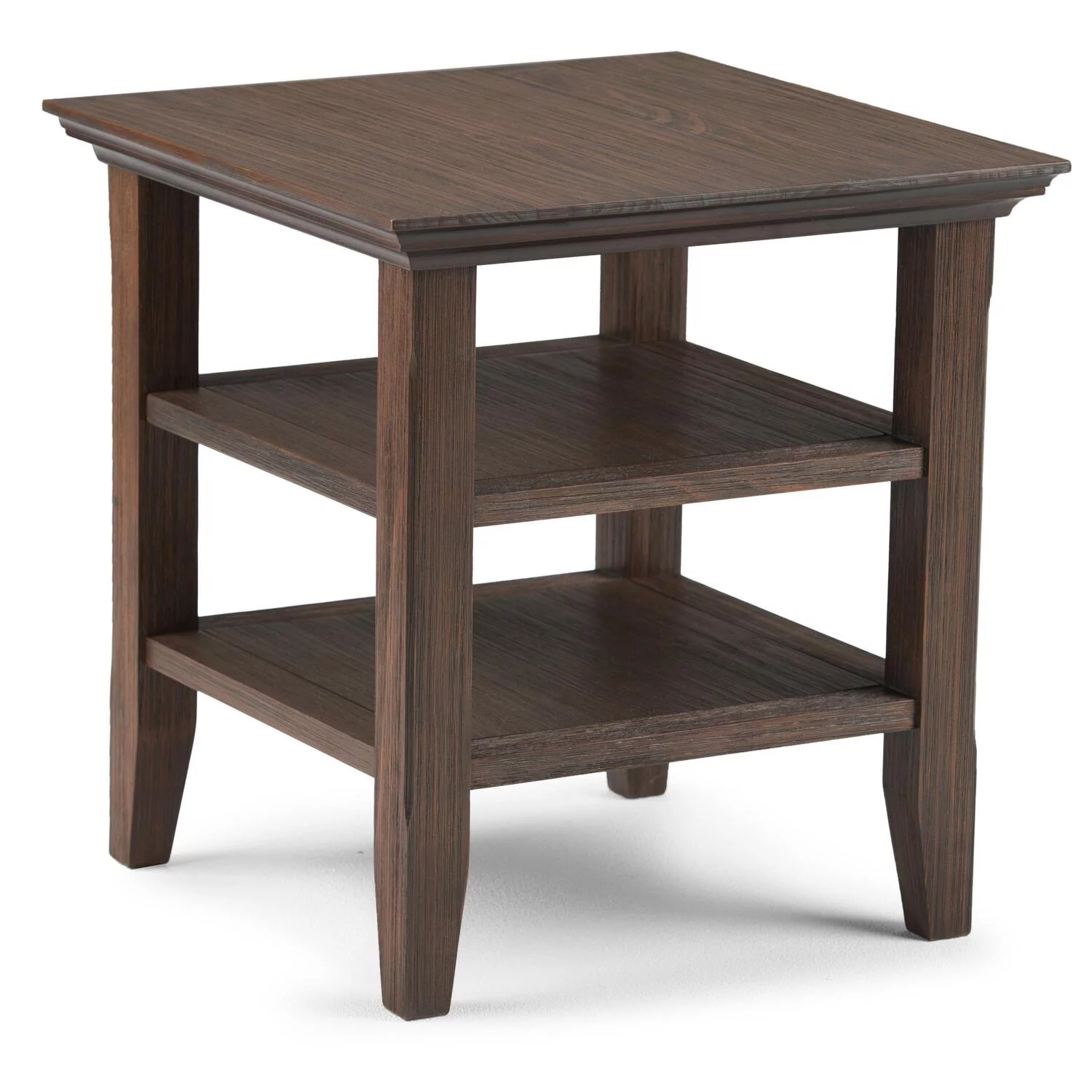 Acadian SOLID WOOD 19 inch Wide Square Transitional End Table in Farmhouse Grey-Finish:Farmhouse Brown