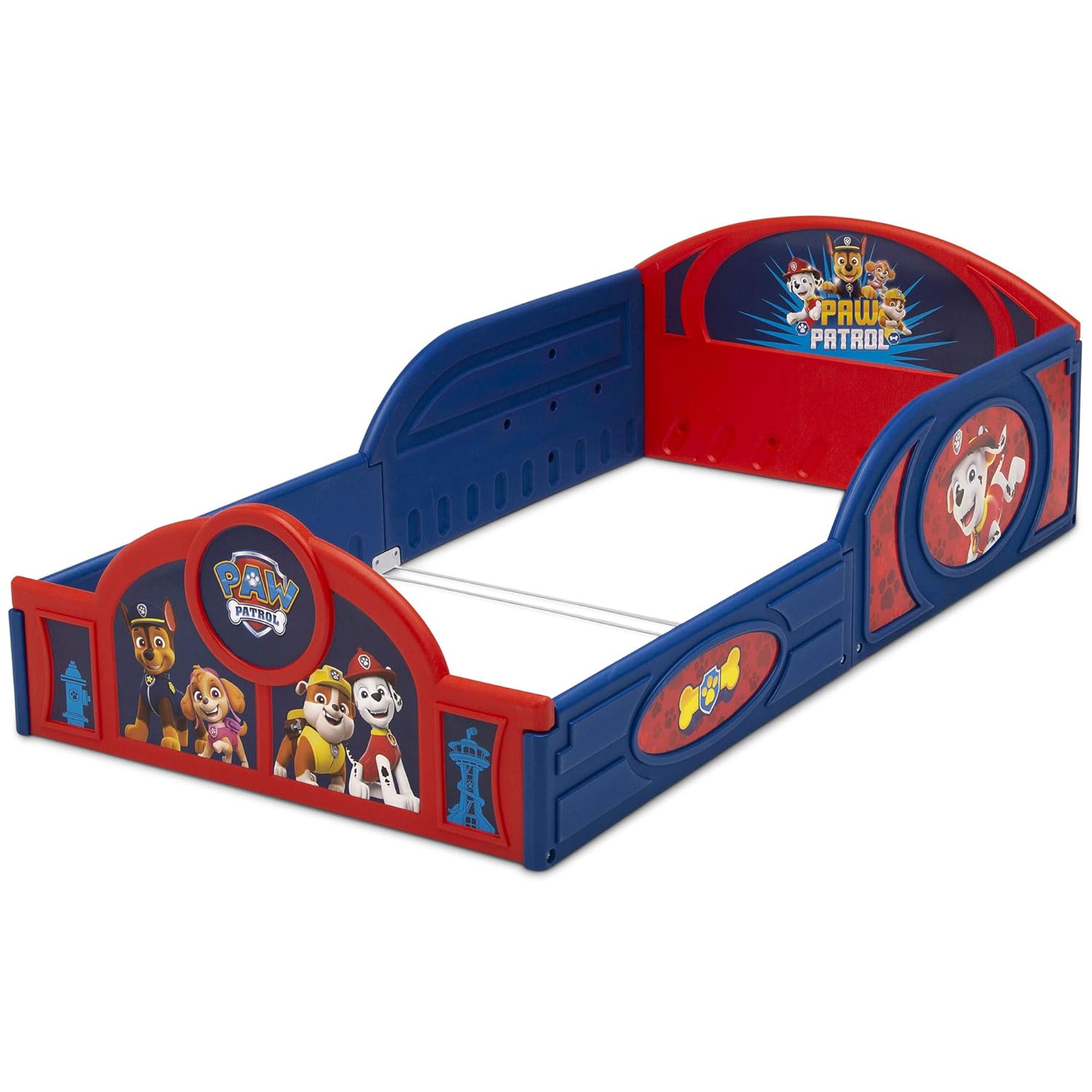 Delta Children Nick Jr. PAW Patrol Plastic Sleep and Play Toddler Bed with Attached Guardrails