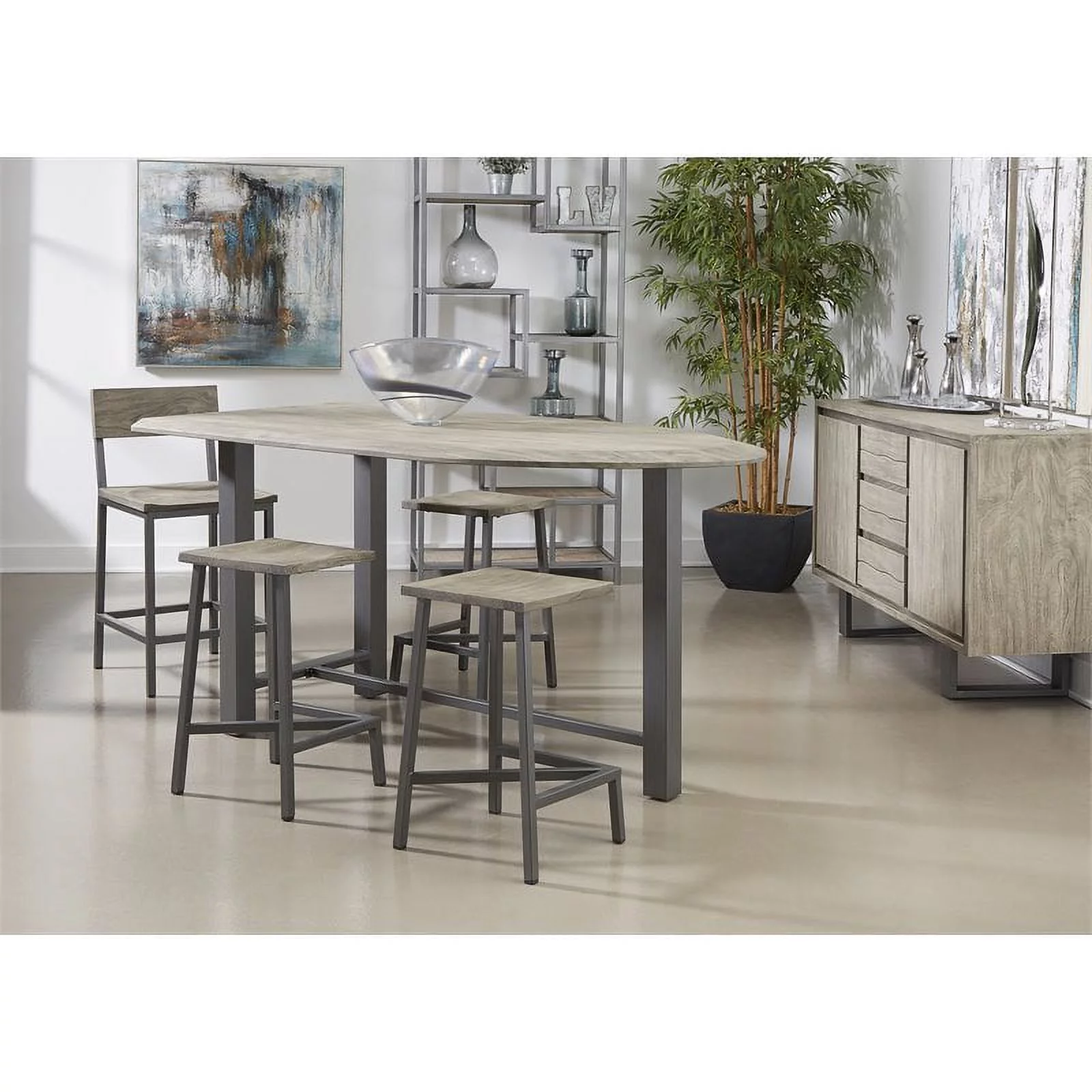 Pemberly Row Grey/Gunmetal Yukon Counter Height Dining Table