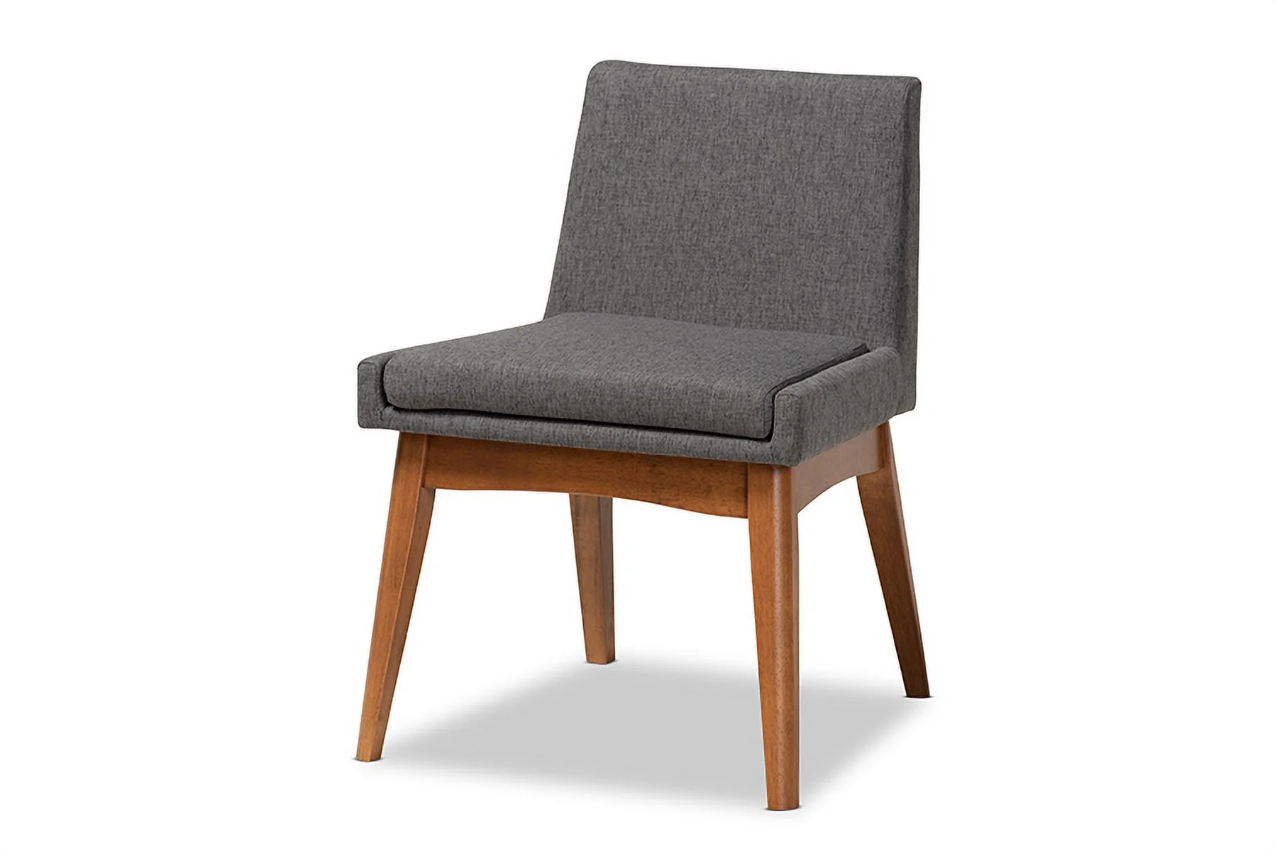 Baxton Studio Nexus Mid-Century Modern Dark Grey Fabric Upholstered and Walnut Brown Finished Wood 5-Piece Dining Set