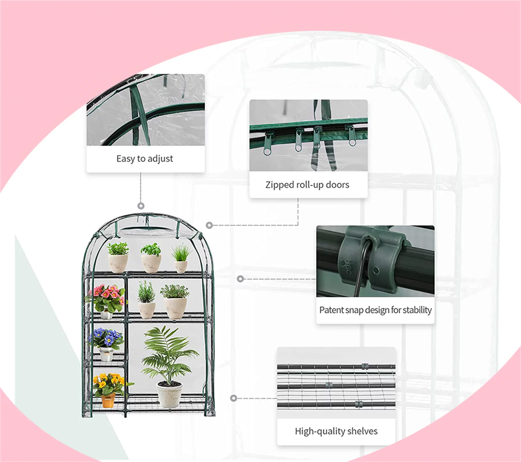 Mini Greenhouse-4-Tier Indoor Outdoor Greenhouse
