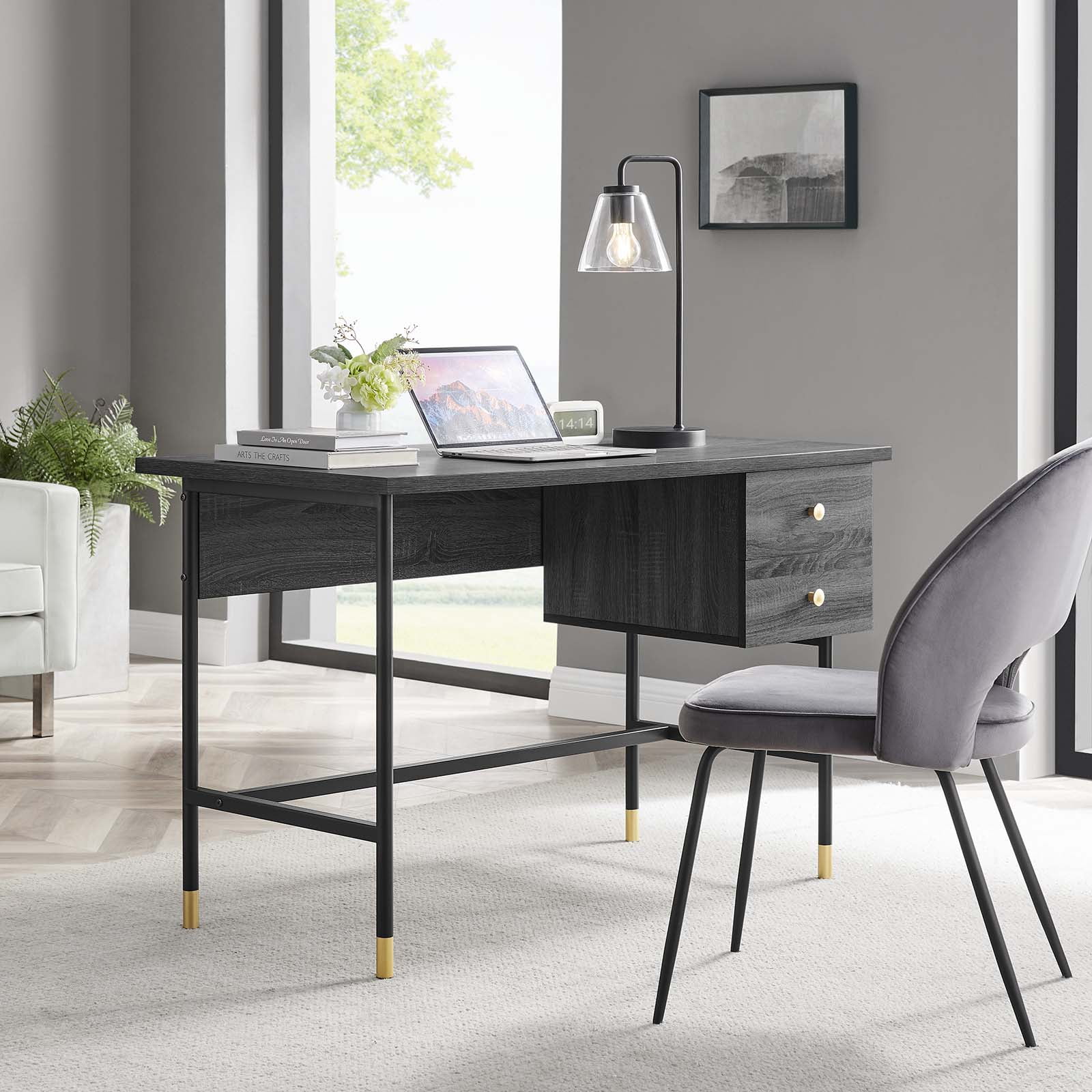 Modway Nexus Office Desk in Black Charcoal