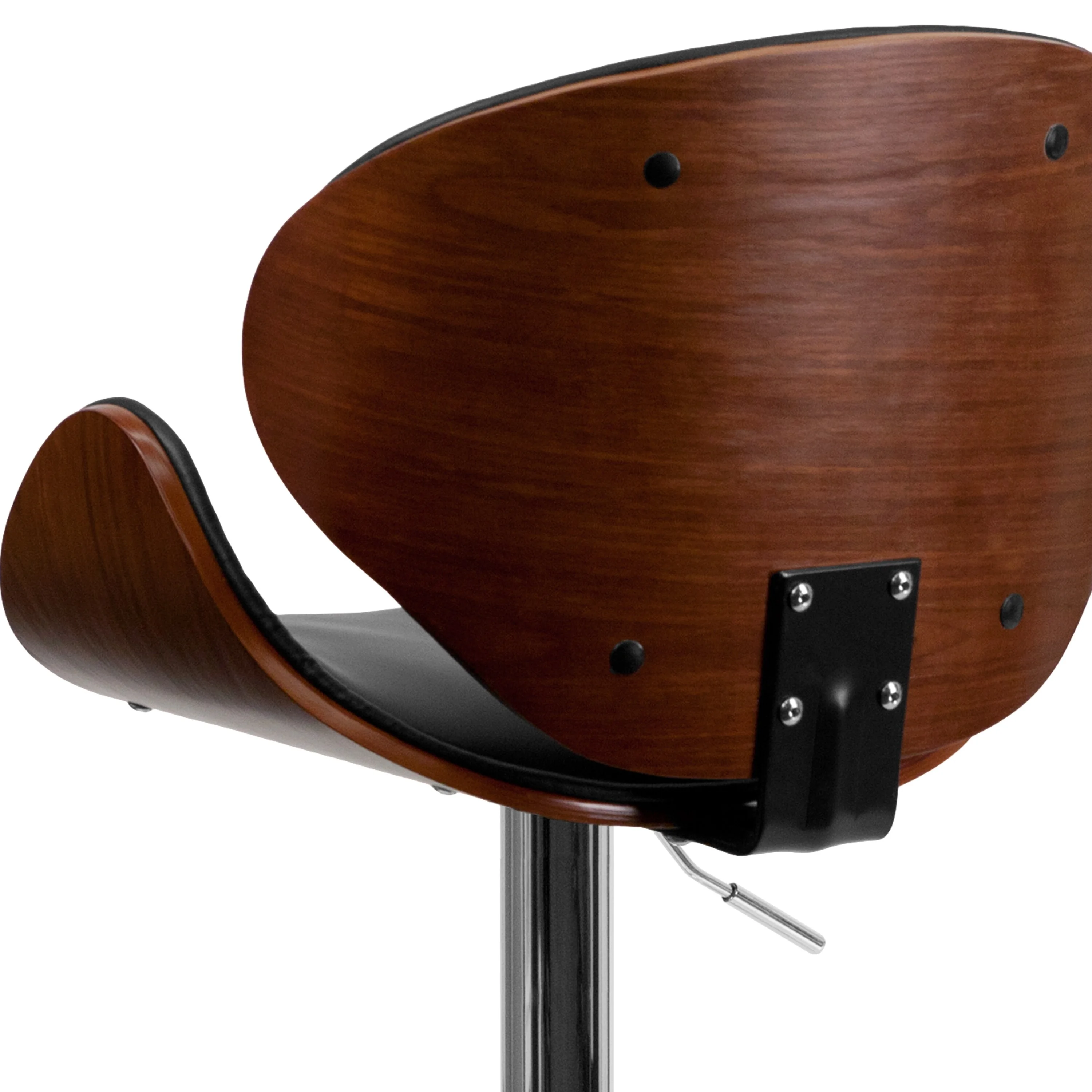 Flash Furniture Bentwood Adjustable Height Barstool with Curved Back and Vinyl Seat - 21