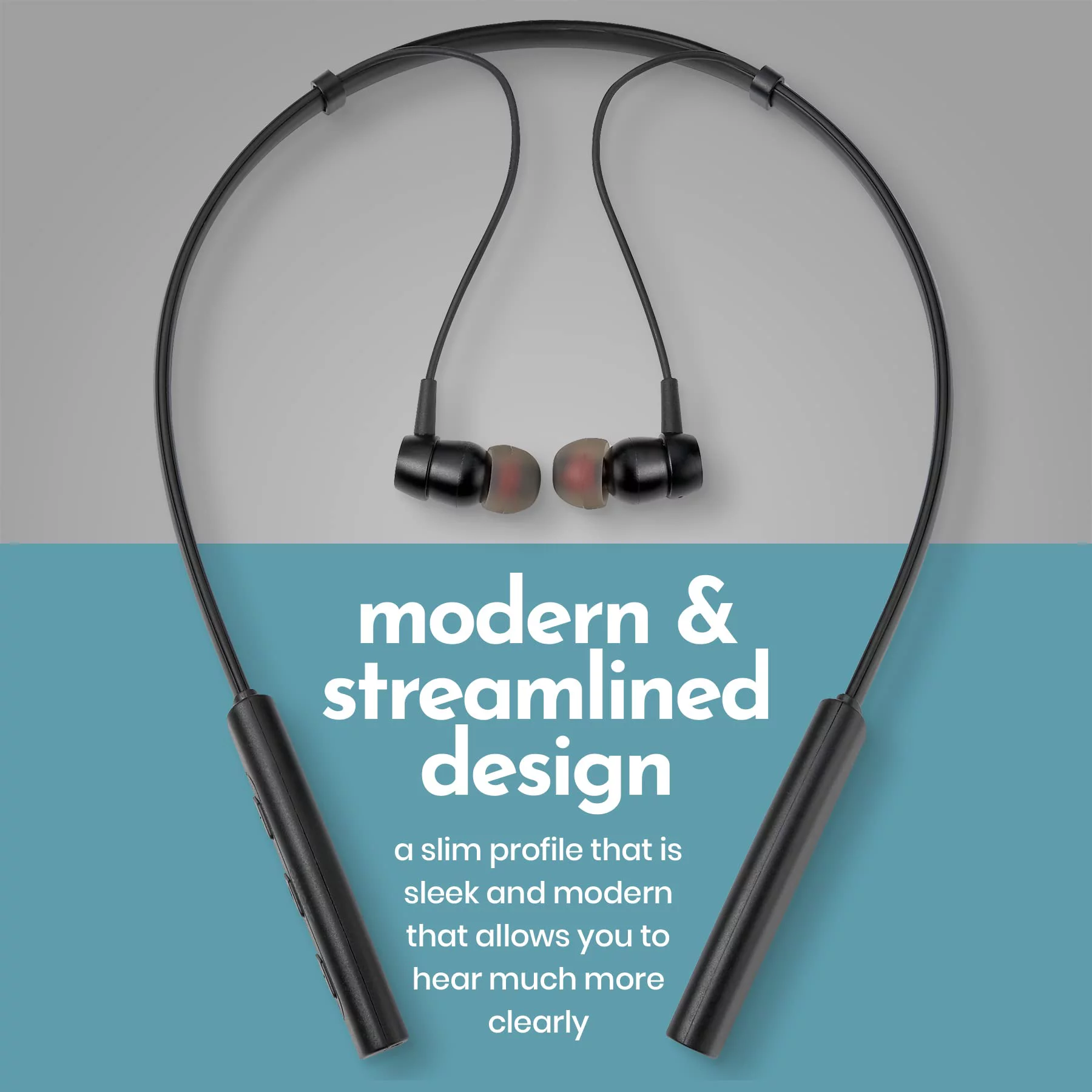 Rechargeable Hearing Amplifier - Wireless Hands-Free Neckband, Black by MEDca