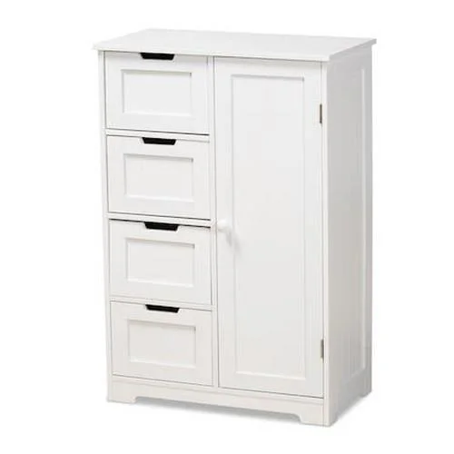 Bauer Modern and Contemporary White Finished Wood 4-Drawer Bathroom Storage Cabinet