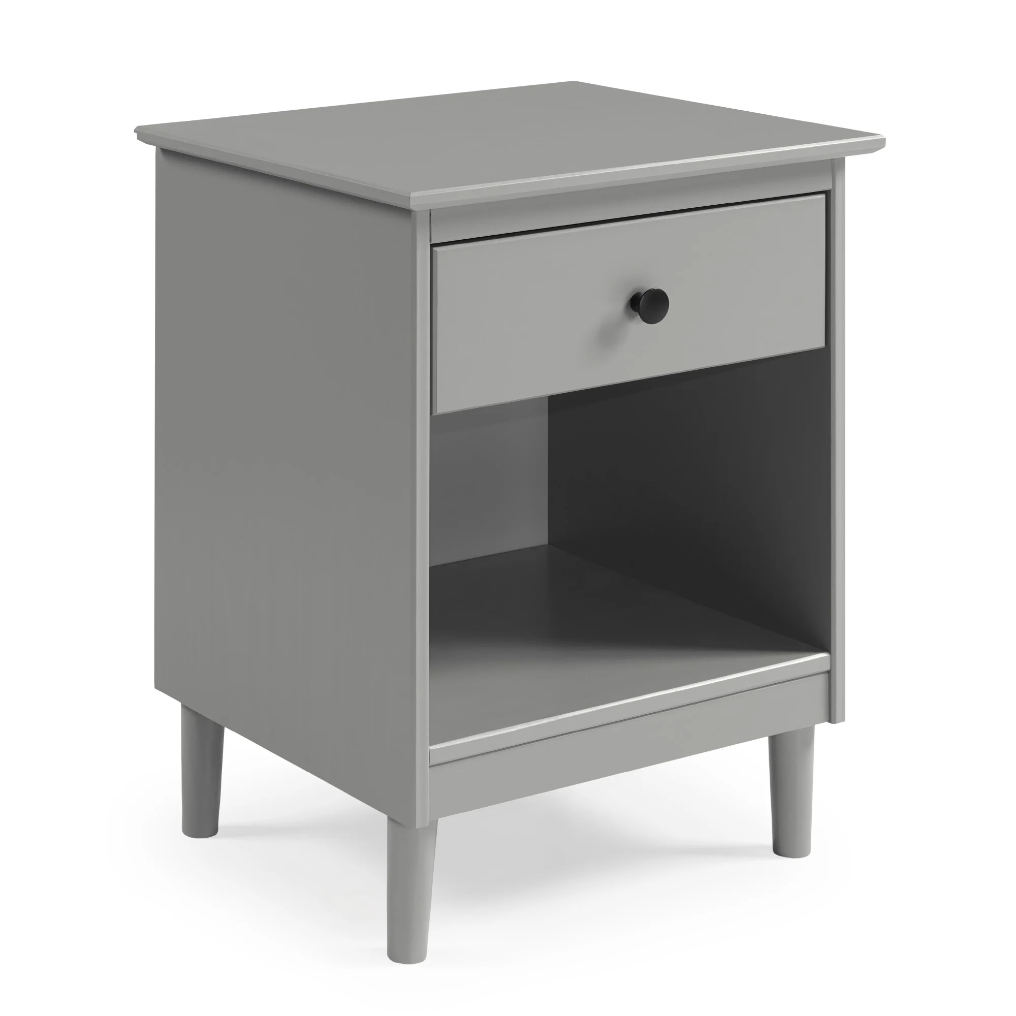 Walker Edison 25” Transitional 1-Drawer Solid Wood Nightstand, Grey