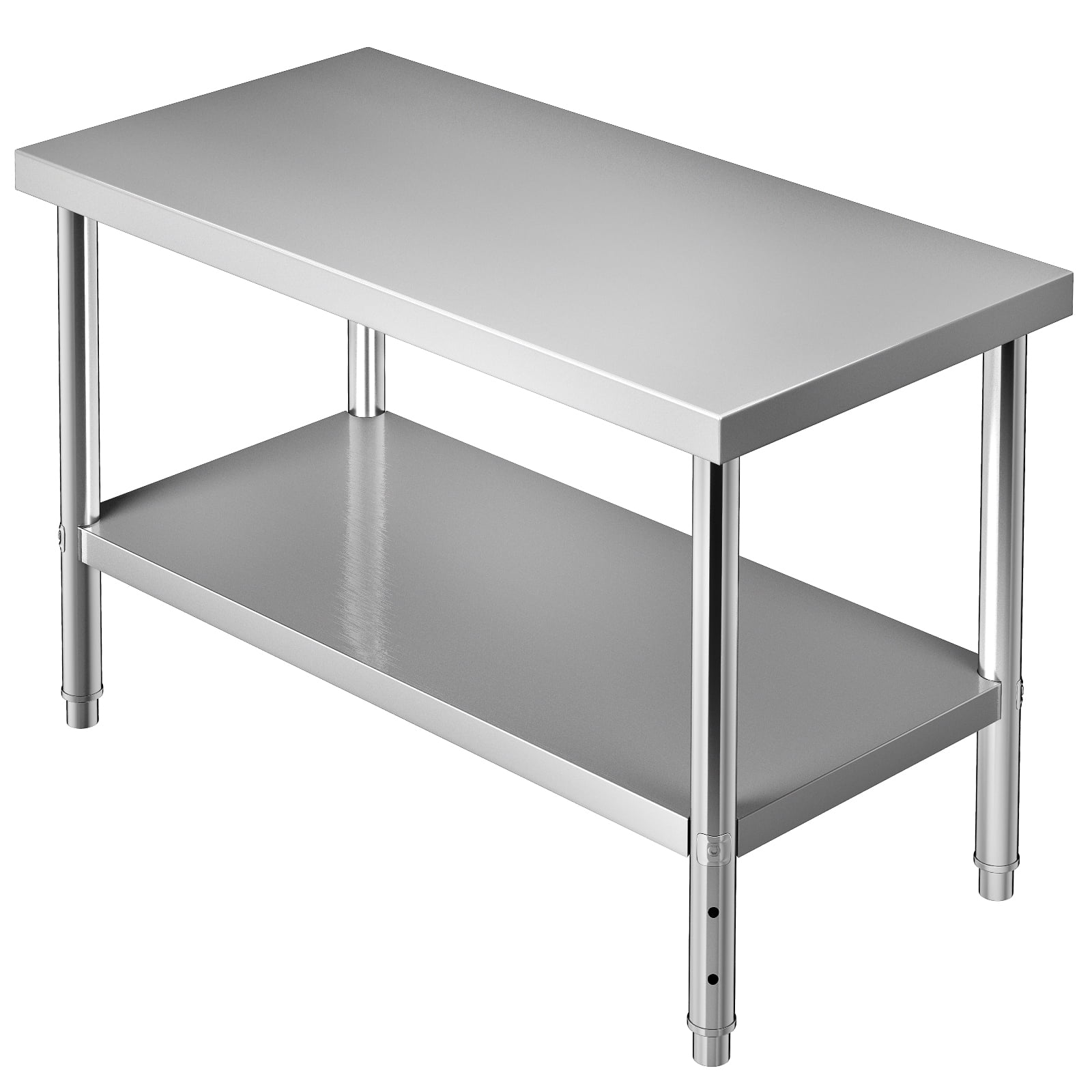 SKYSHALO Outdoor Food Prep Table, Stainless Steel Work Table with 2 Adjustable Undershelf (2-L 48 x 24 x 34 inch)