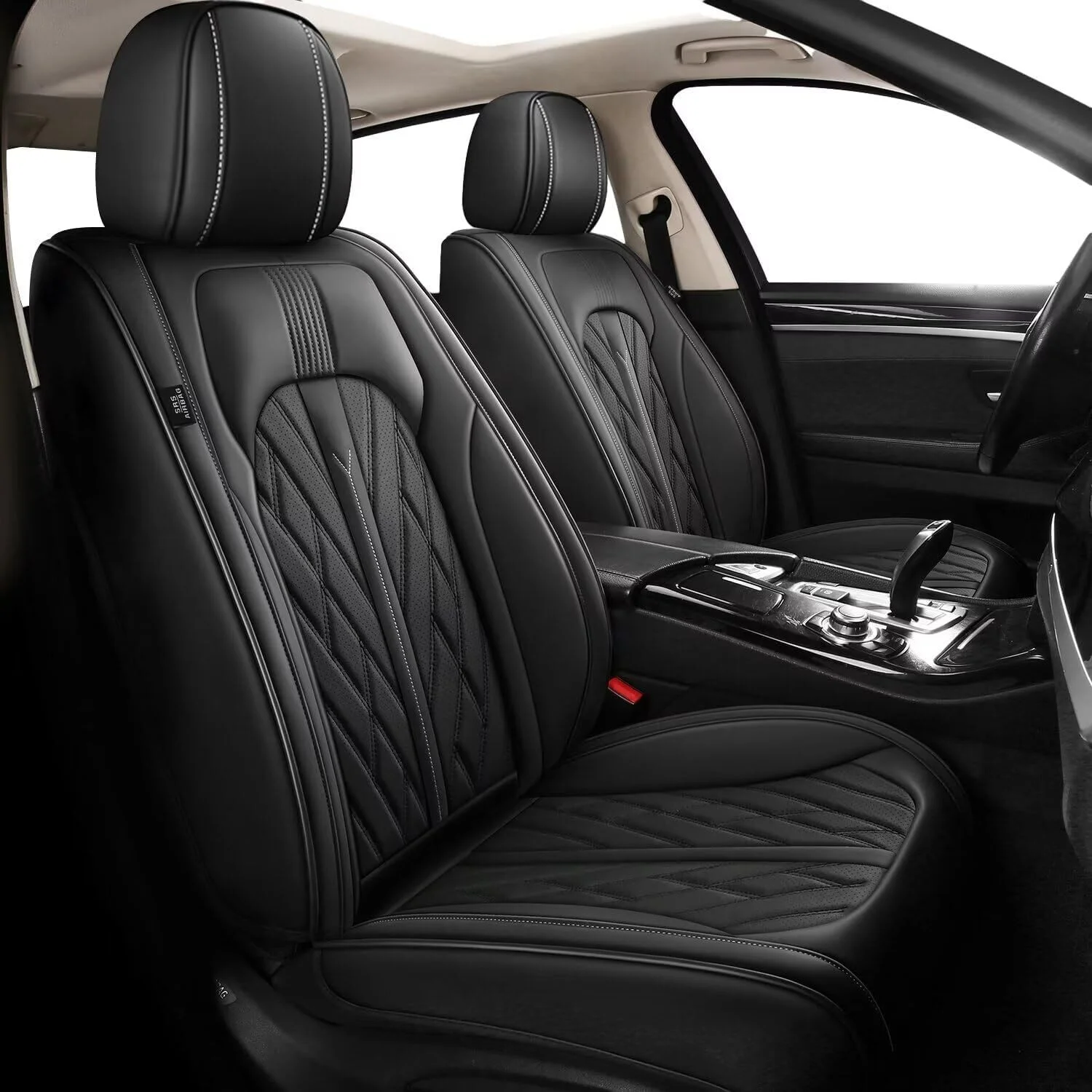 AOMSAZTO Fit Subaru Outback 2010-2024 Black Car seat Cover 5-seat Faux Leather Full Set Compatible Airbag