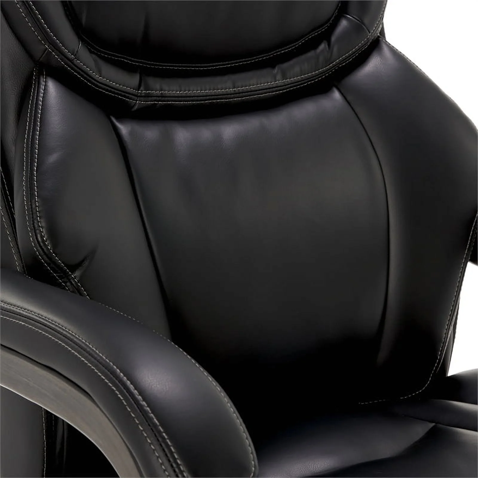 Scranton & Co Modern Faux Leather & Wood Executive Chair in Black