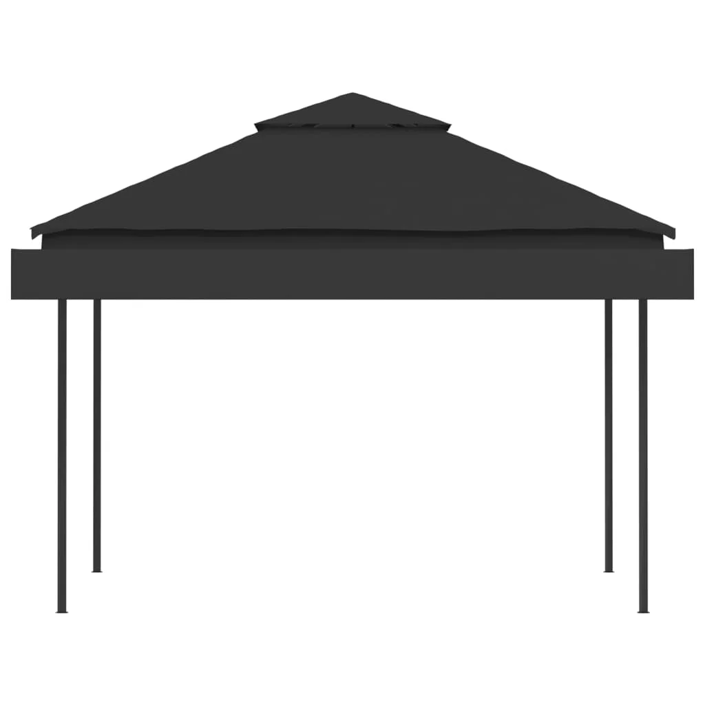 Gazebo with Double Extending Roofs 9.8'x9.8'x9' Anthracite 0.6 oz/ft2