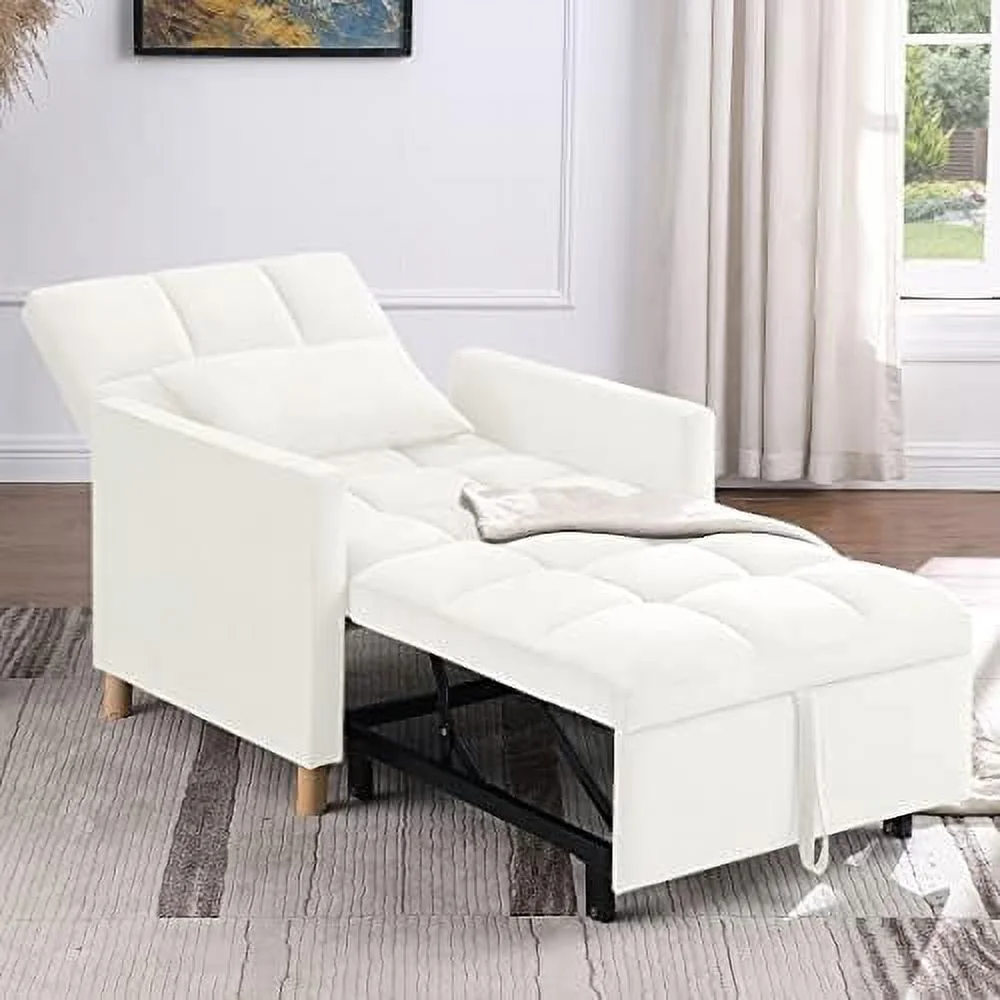 HBROLJF 3-in-1 Single Convertible Chair Bed Sleeper Sofa Chair Bed with Pillow Multi-Functional Sleeper Chair with Adjustable Backrest pullout Bed with Teddy Fabric for Apartment(Yellow a