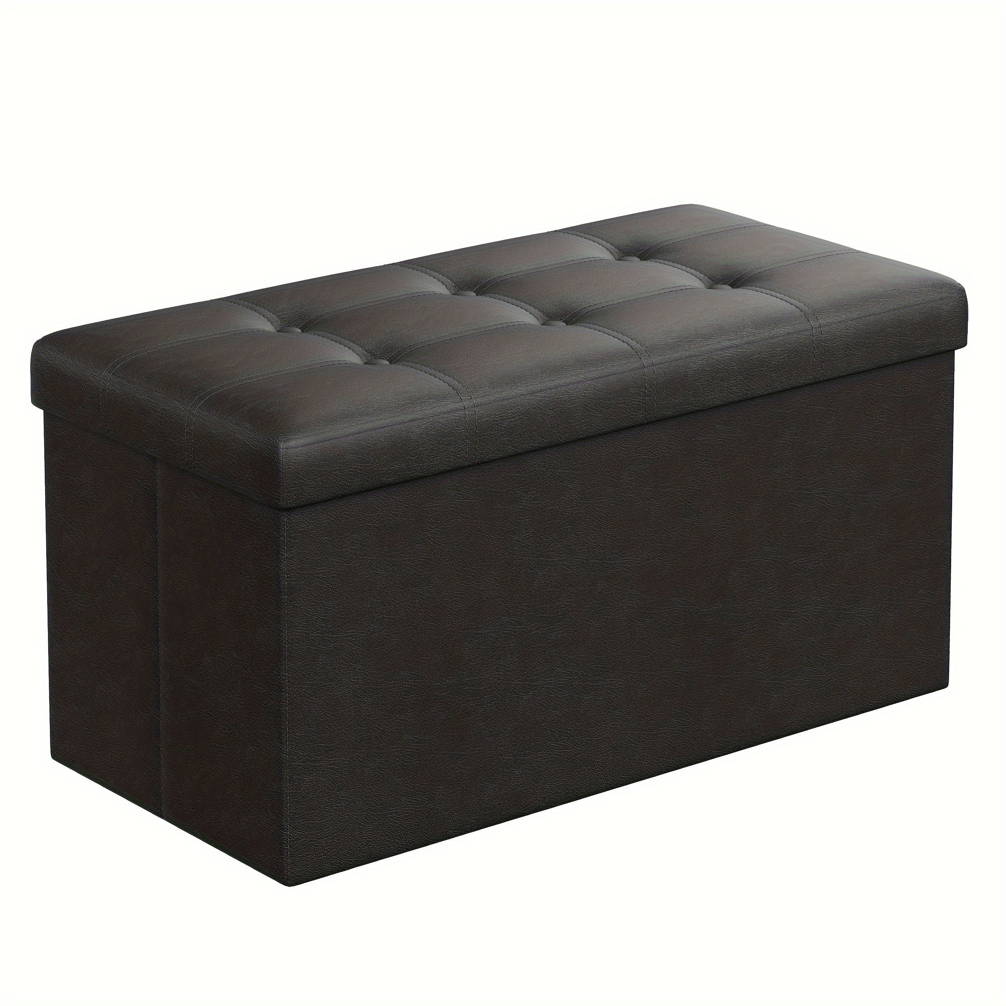 30 Inches Folding Storage Ottoman Bench, Storage Chest, Footrest, Coffee Table, Padded Seat, Faux Leather, Holds up to 660 lb