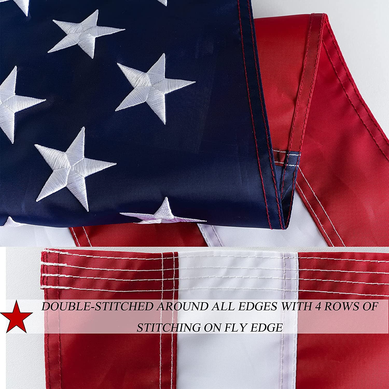 FRF 4' x 6' US American Flag 4x6 foot Heavy Duty Nylon US Flags with Embroidered Stars, Stitched Stripes and Brass Grommets