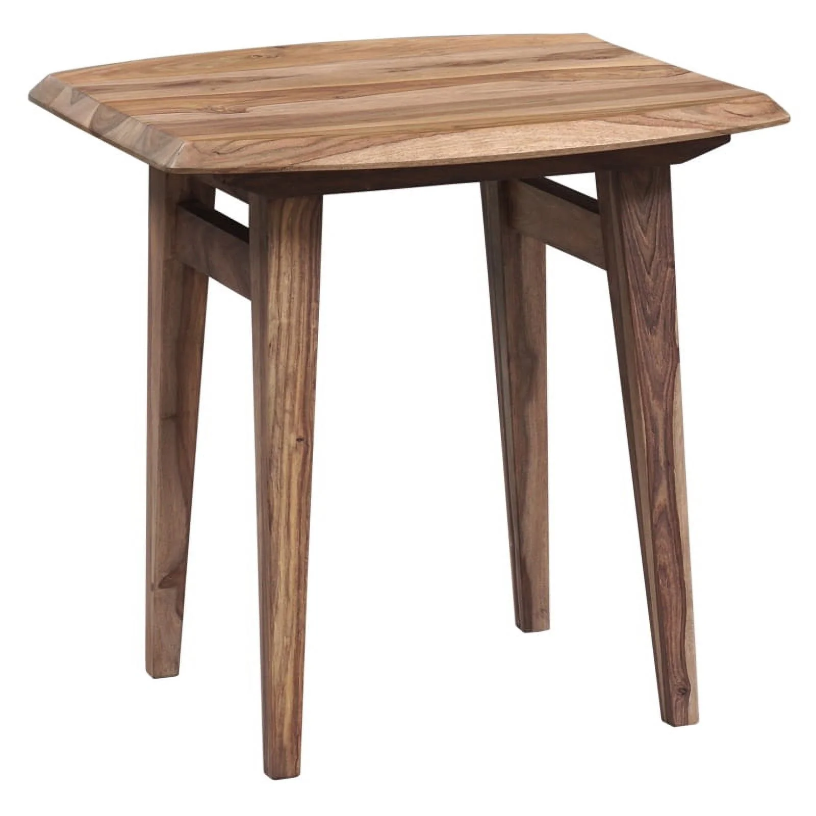 Home Square Solid Sheesham Wood End Table in Natural Finish - Set of 2
