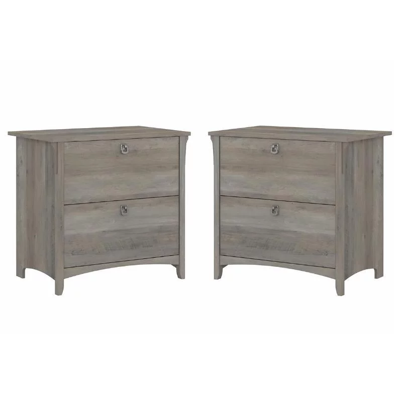 Home Square 2 Piece Wood Filing Cabinet Set with 2 Drawer in Driftwood Gray