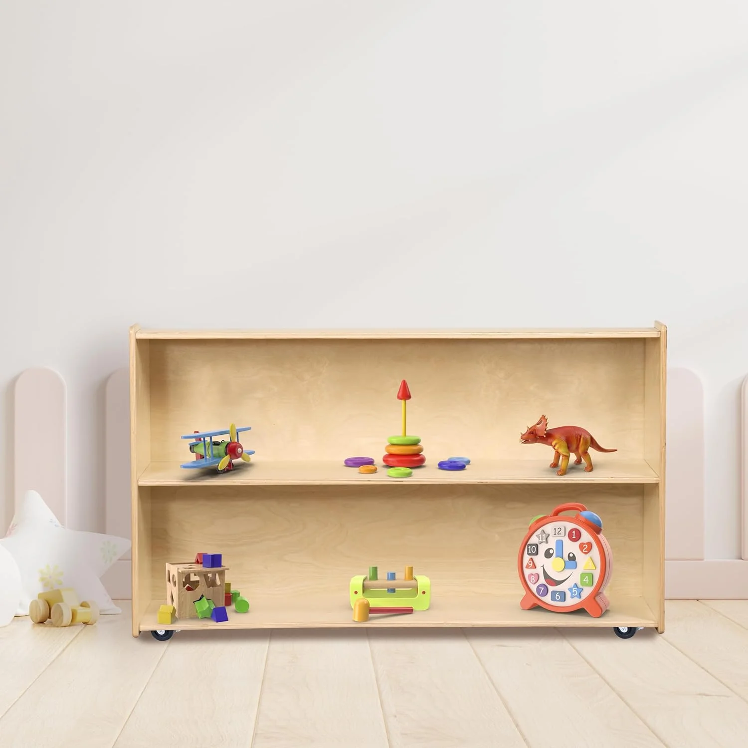 RRI Goods 2 Shelf Montessori Bookcase W Caster BookShelf Storage Organizer