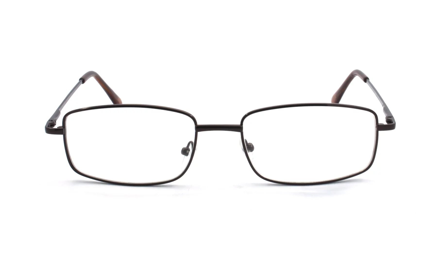 EYE ZOOM 5 Pack Unisex Rectangular Metal Reading Glasses with Spring Hinge, Brown, +250