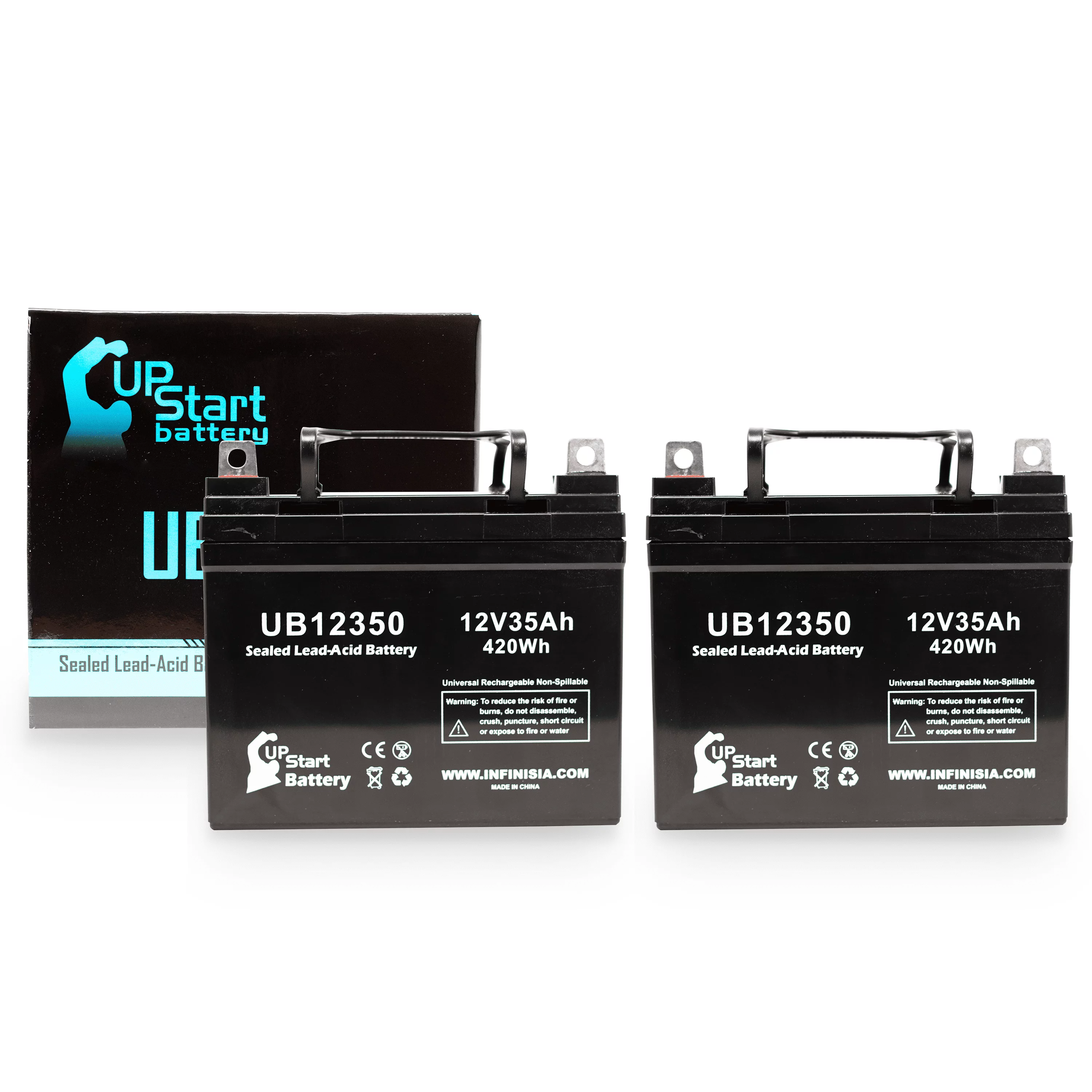 2x Pack - Compatible Gilson YT11HE Battery - Replacement UB12350 Universal Sealed Lead Acid Battery (12V, 35Ah, 35000mAh, L1 Terminal, AGM, SLA)