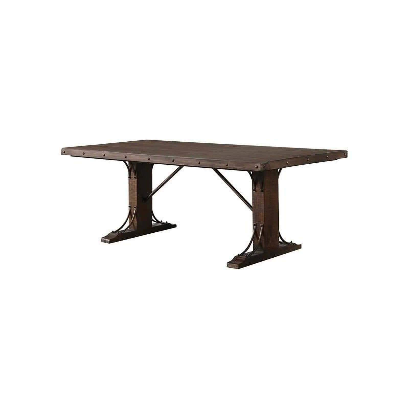 Furniture of America Arlyne Rustic Walnut Wood 6-Piece Dining Set with Bench