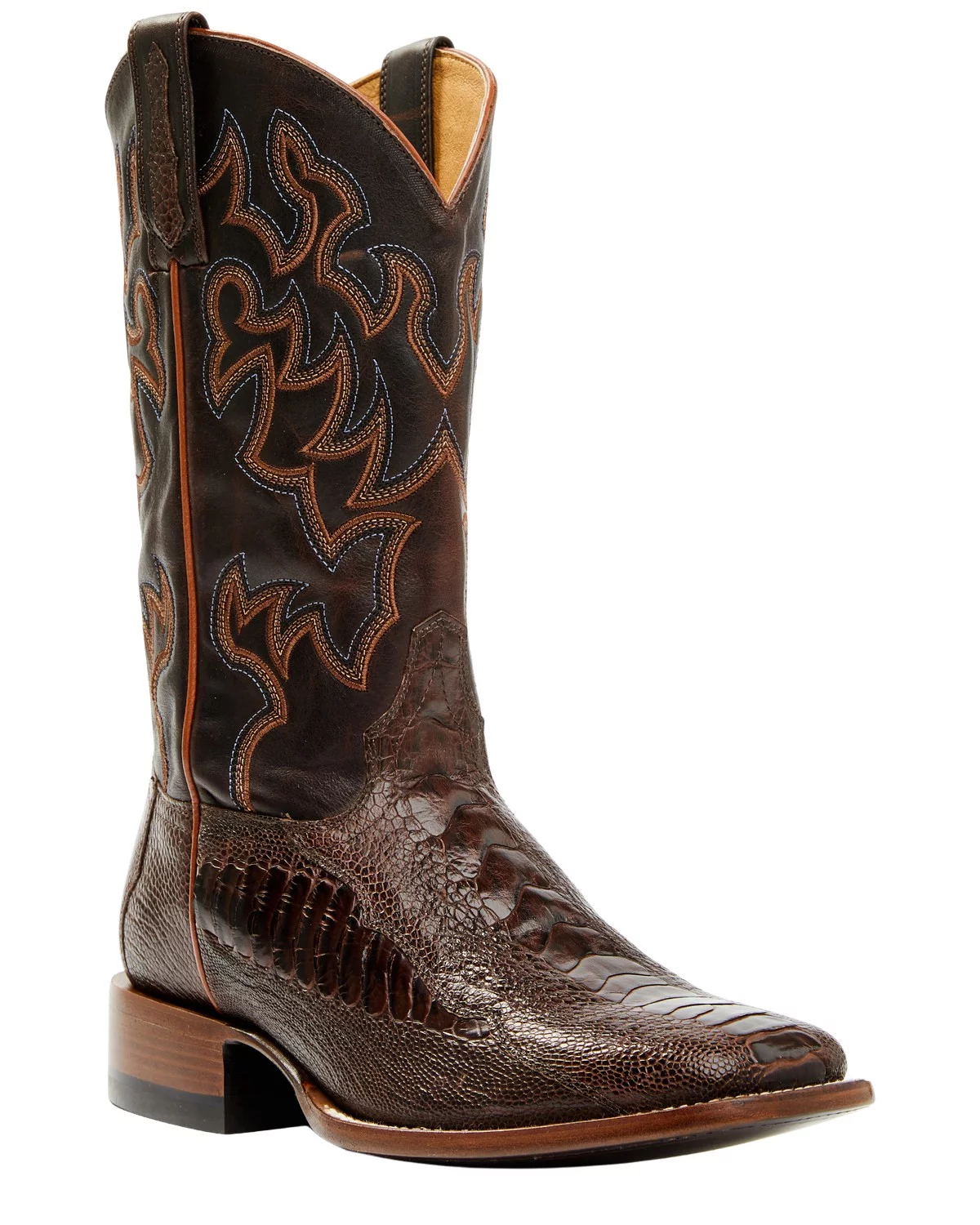 Cody James Men's Antique Cafe Ostrich Leg Exotic Western Boot Broad Square Toe Brown 8.5 D(M) US