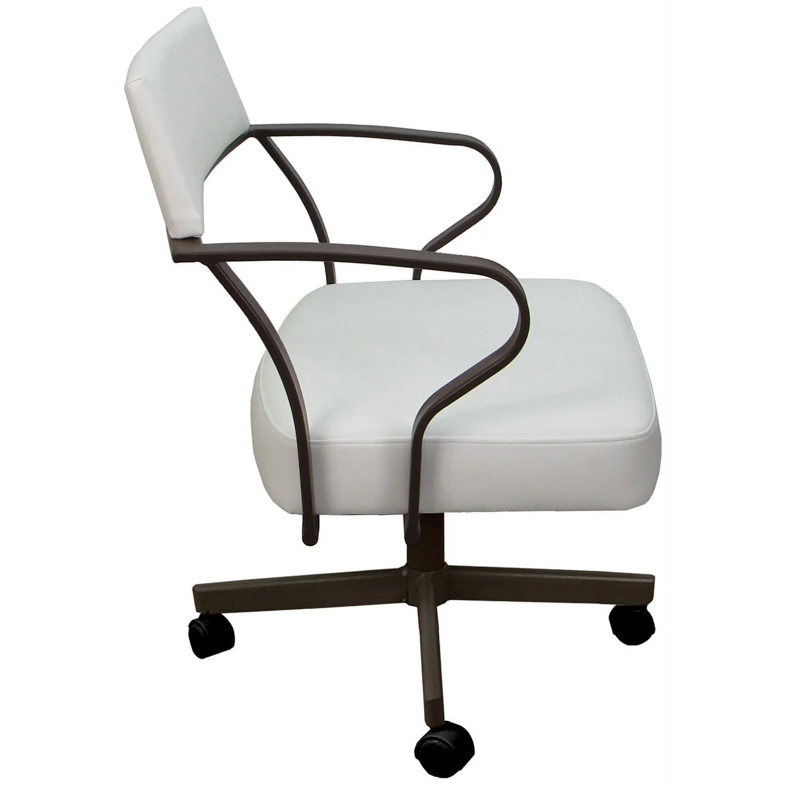 Pemberly Row Swivel Tilt Metal Dining Caster Chair - White - Brown