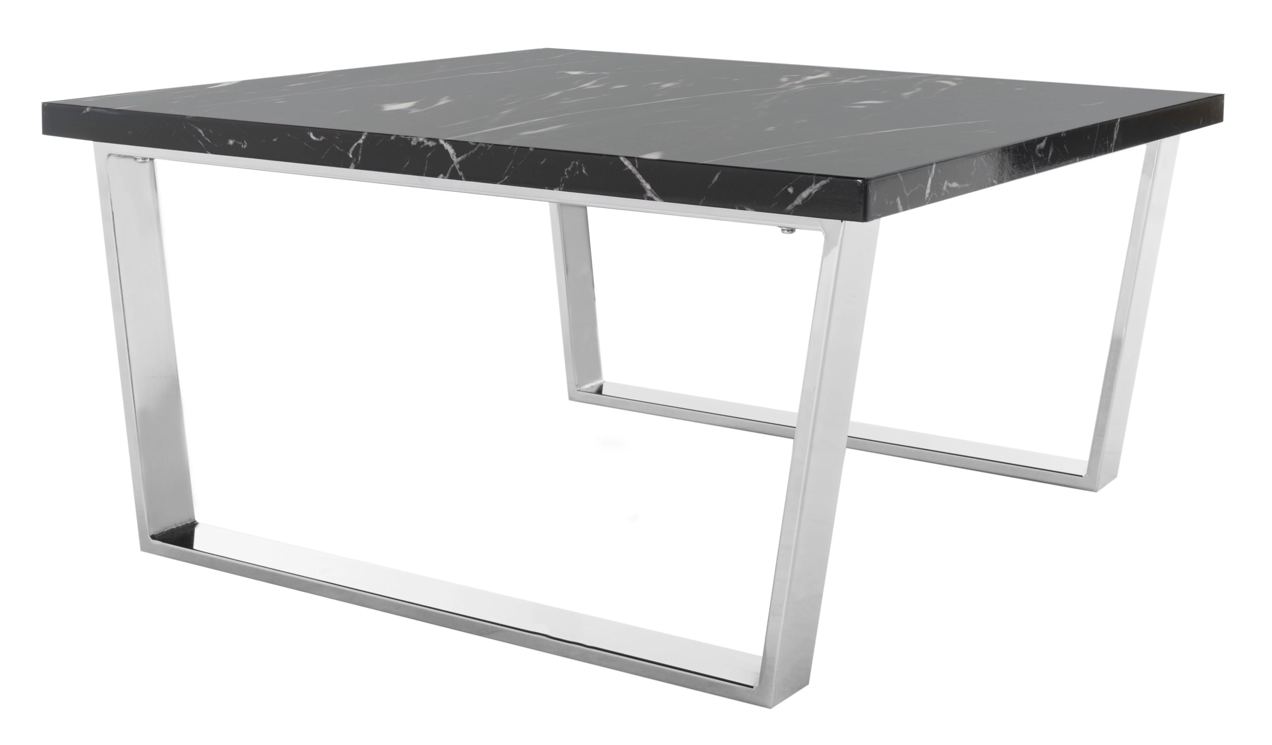 SAFAVIEH Carmen Modern Glam Square Coffee Table, Black Marble/Chrome