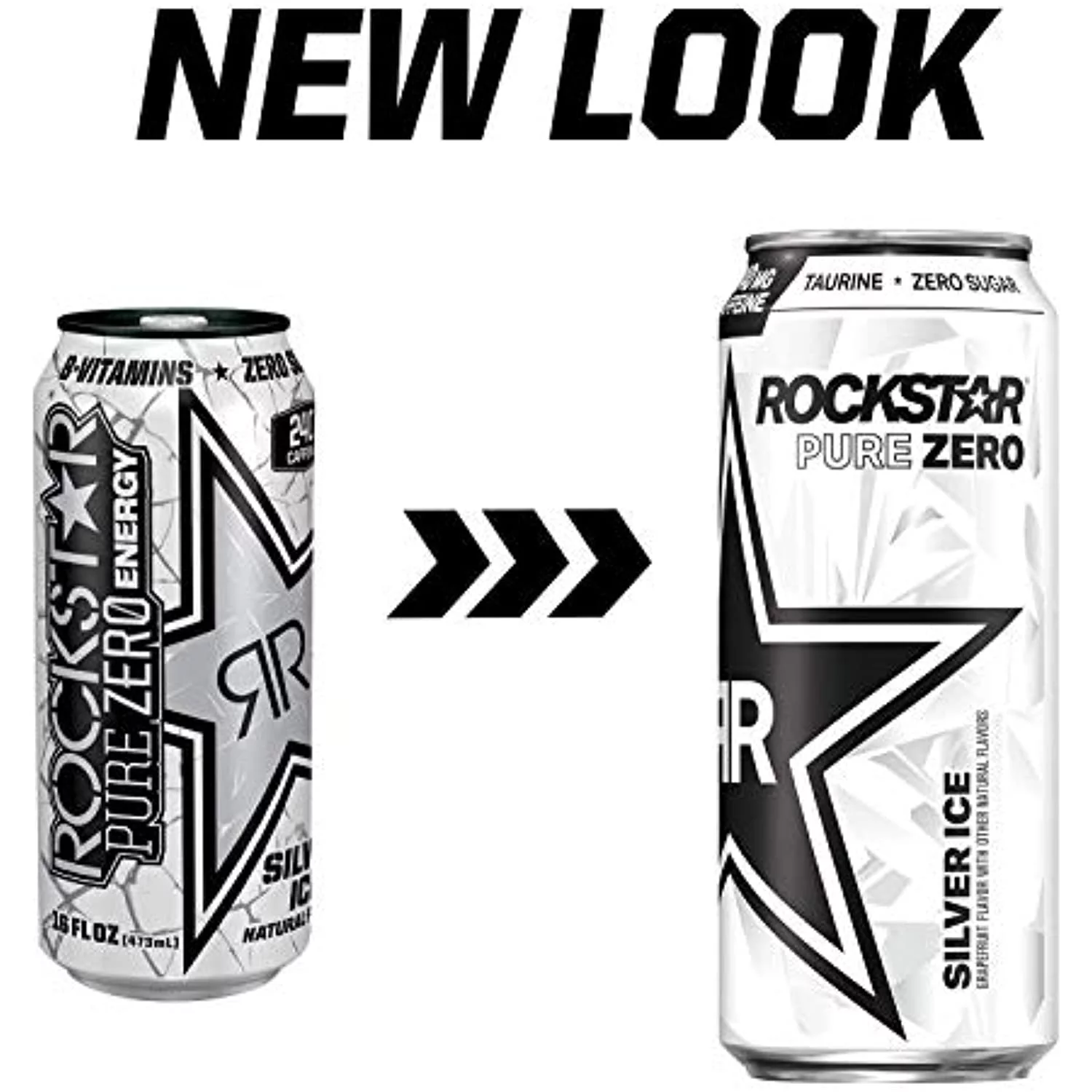 4 Pack - Rockstar Pure Zero Silver Ice - 16Oz.