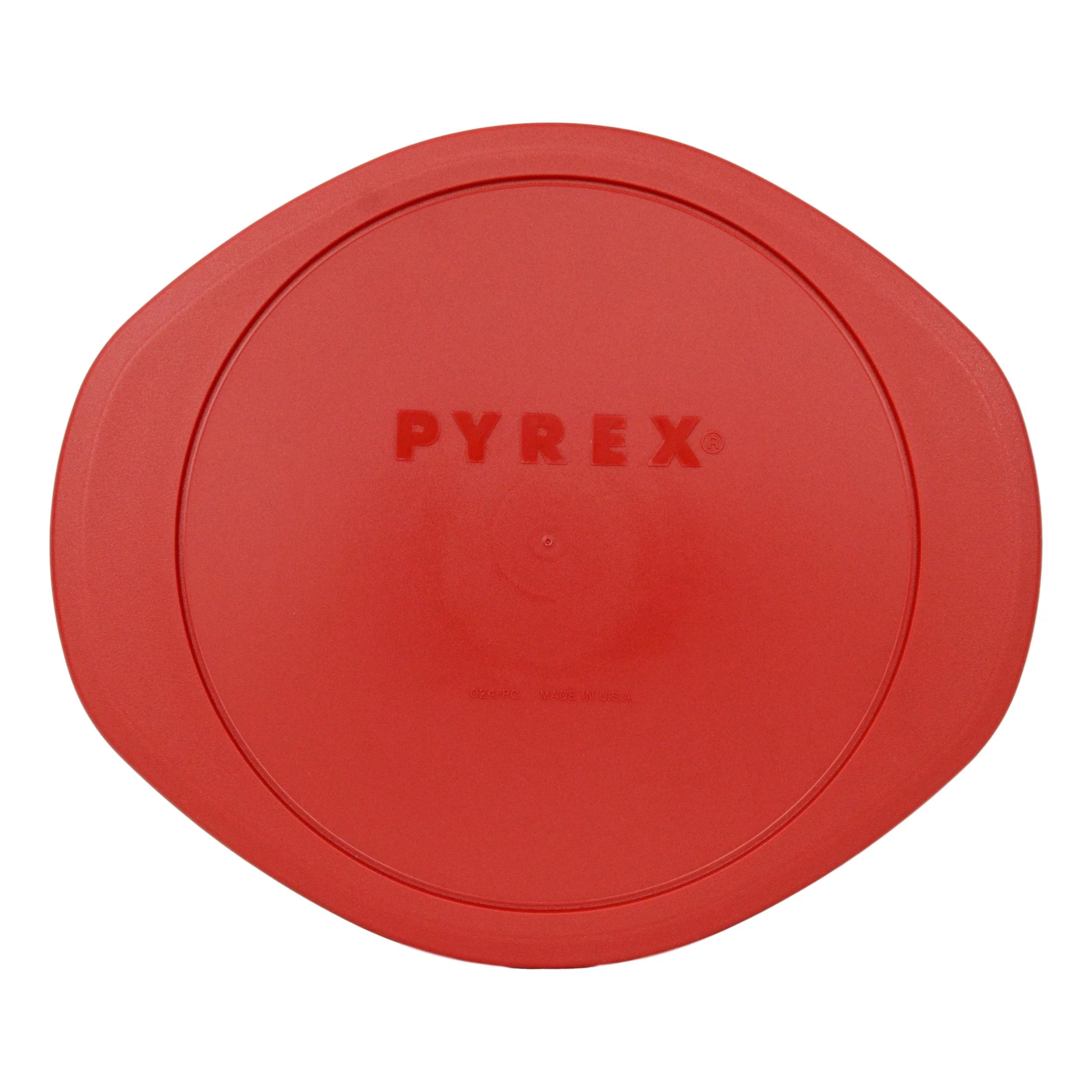 Pyrex 024 2-Quart Sculpted Glass Mixing Bowl and 024-PC Red Plastic Replacement Lid (2-Pack)