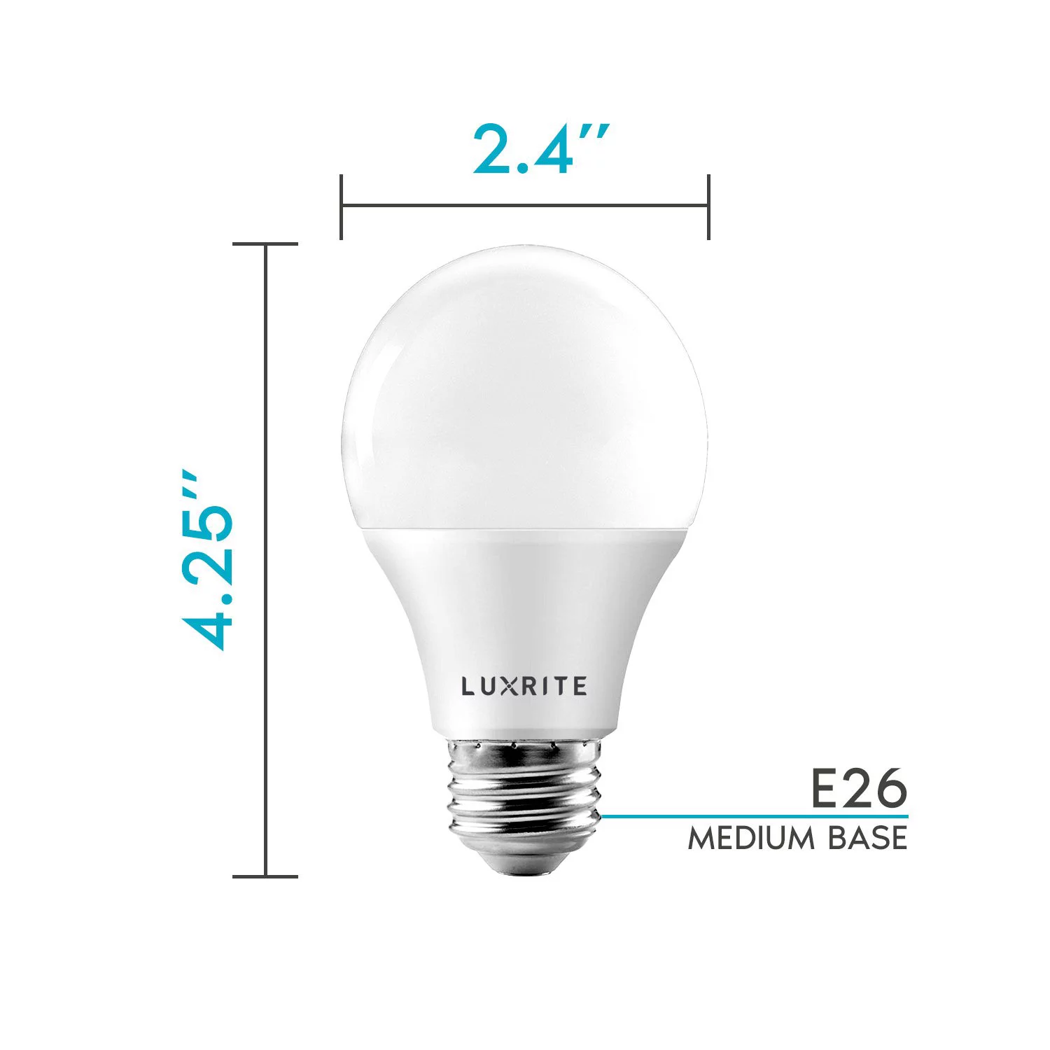 Luxrite A19 LED Bulb, 1100 Lumens, 3500K Natural White, Dimmable, 11W, Enclosed Fixture Rated, E26 Base 4-Pack