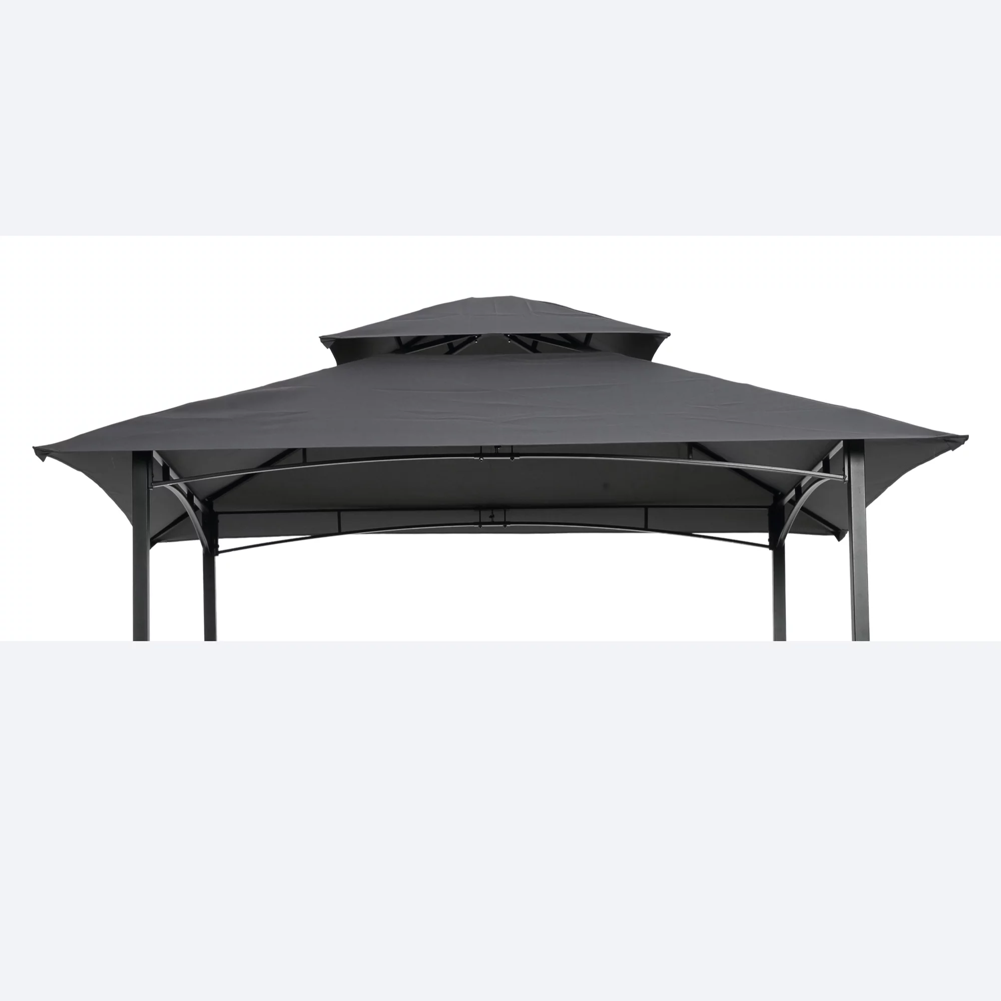 Dcenta 8x5Ft Grill Gazebo Replacement Canopy,Double Tiered BBQ Tent Roof Cover（Gray）