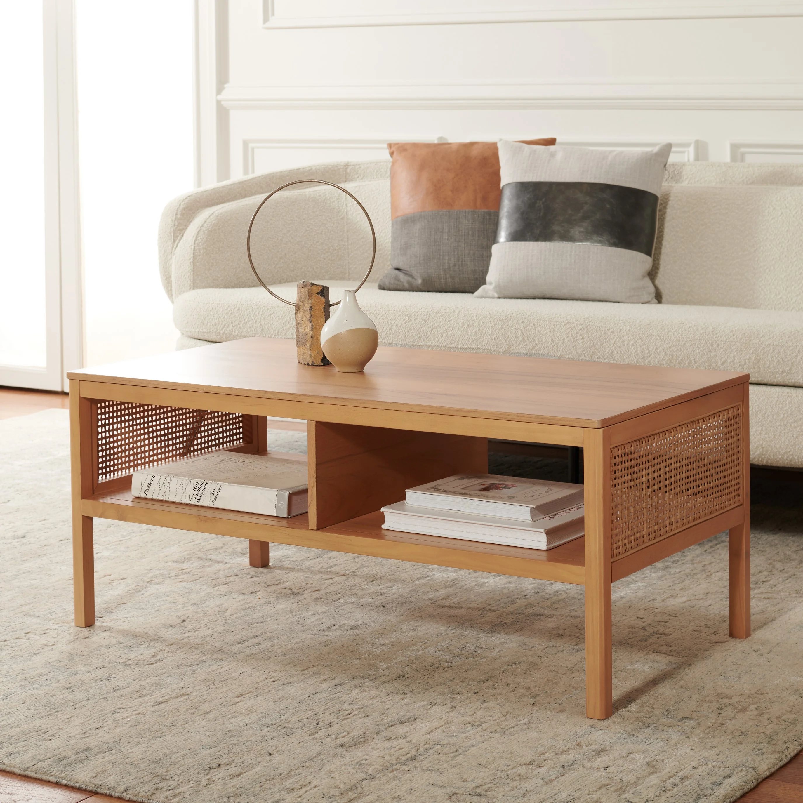 SAFAVIEH Miya Solid 2 Shelf Coffee Table Wood, Natural
