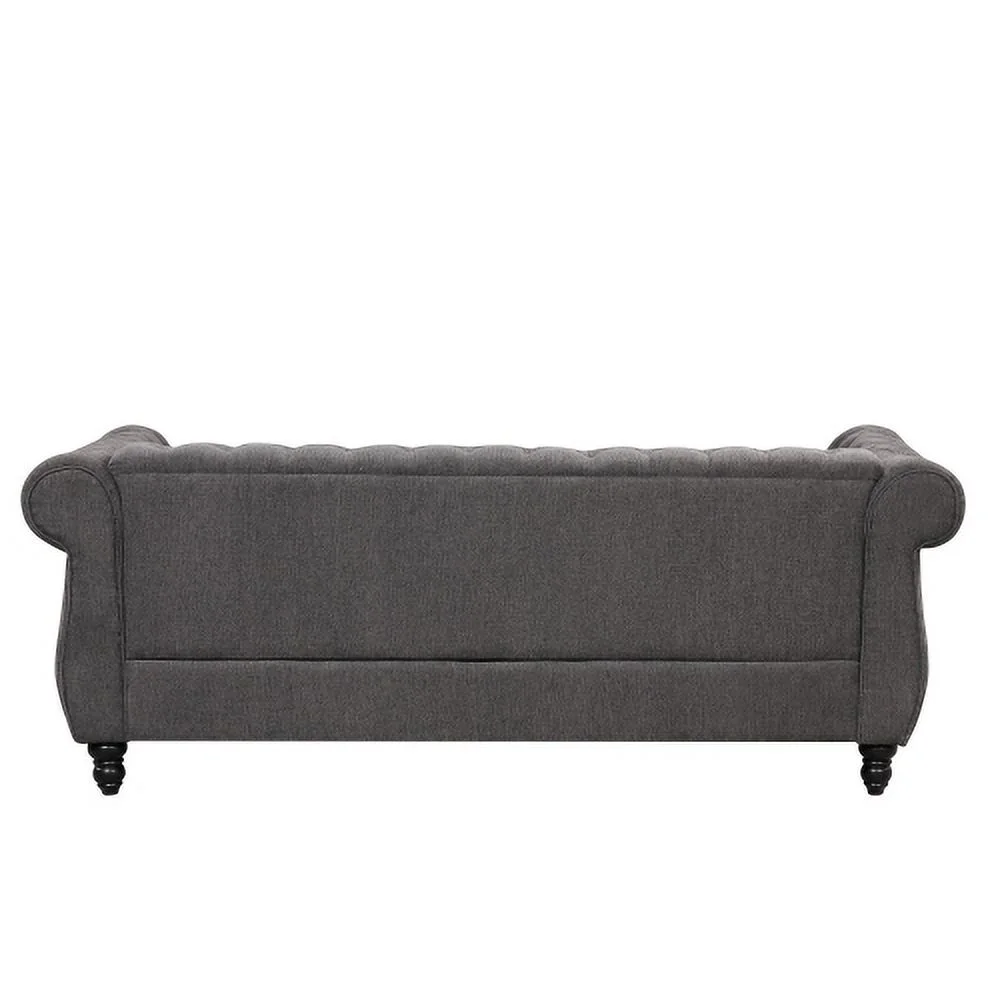 JHOOTUUO 60” modern sofa Dutch plush upholstered sofa  solid wood legs  buttoned tufted backrest  blue