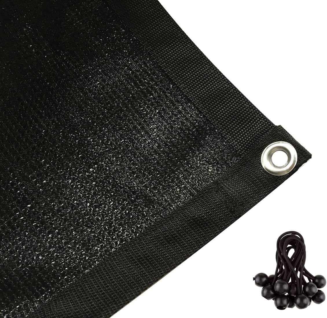 Shatex 90% Shade Cloth Black Sunblock Fabric with Rope UV Resistant for Patio/Pergola/Canopy,12x16ft