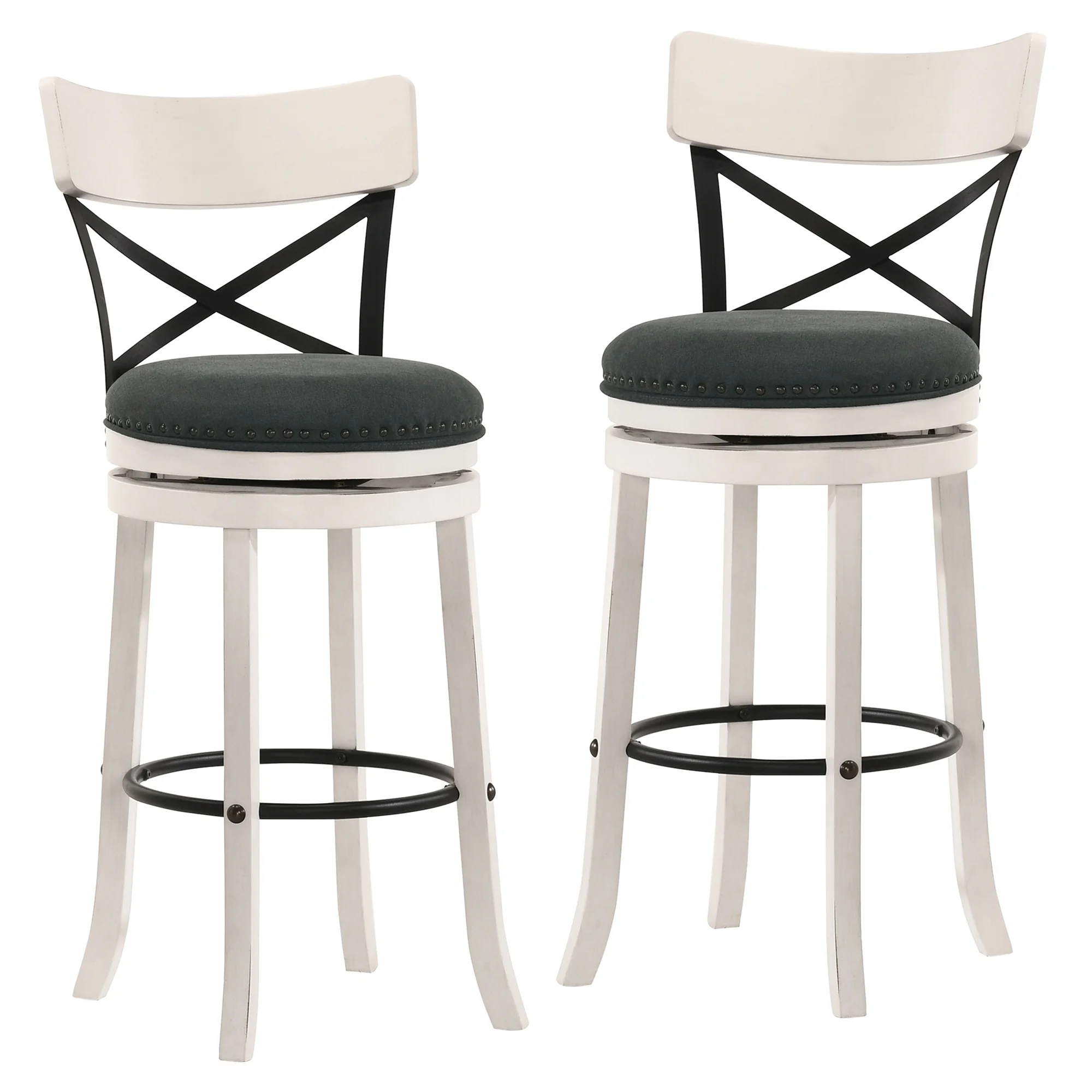Furniture of America Hillcrest Wood Swivel Barstool-Set of 2, 29-in