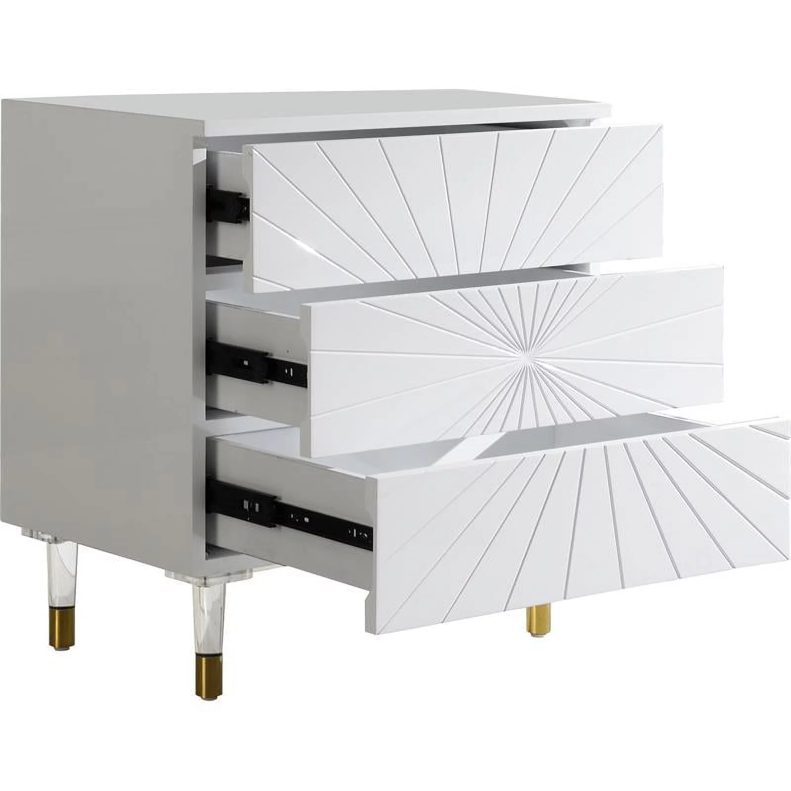 Meridian Furniture Starburst Accent Table in White Lacquer/Acrylic