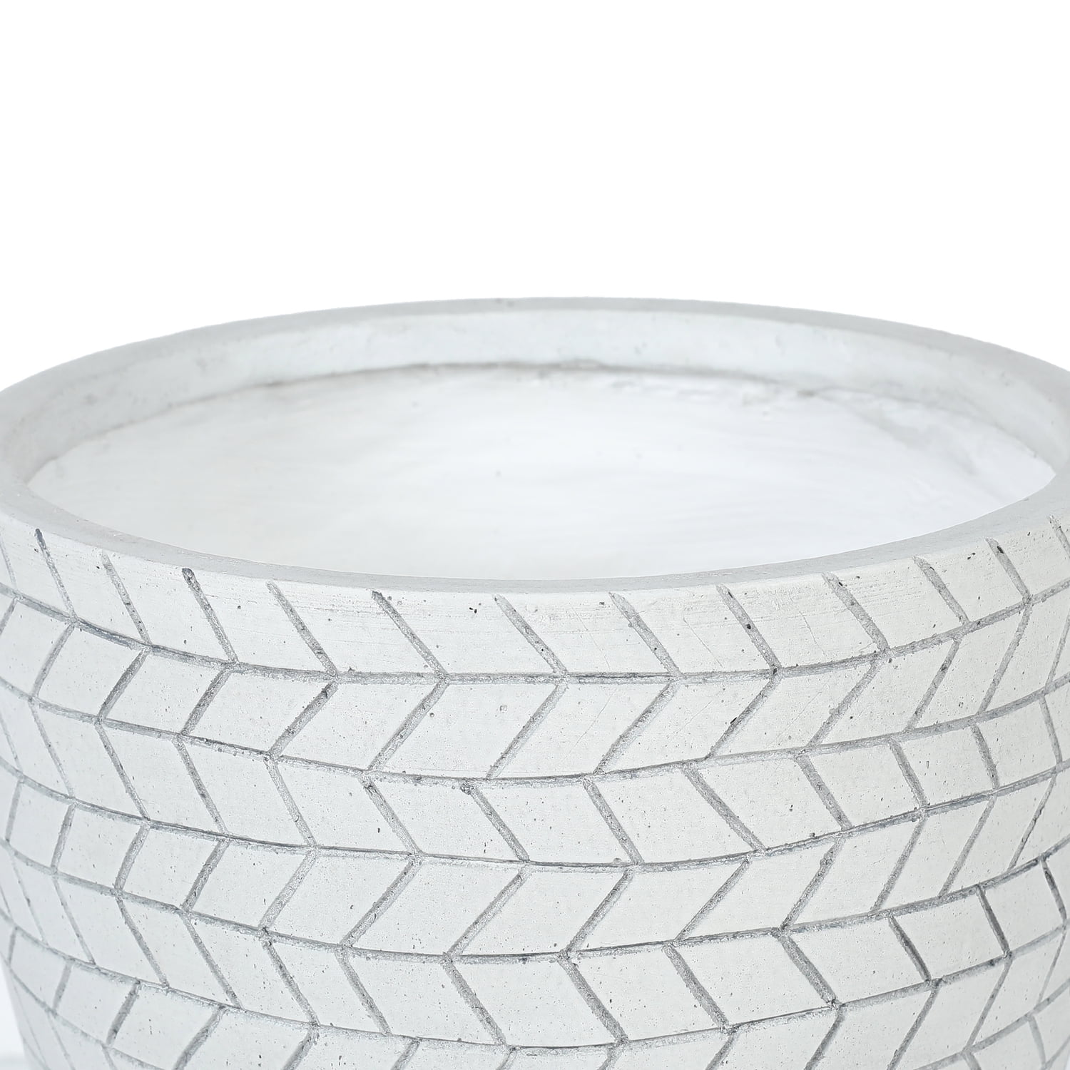 LuxenHome White Cube Design 14.6 in. Round MgO Planter with Wood Legs